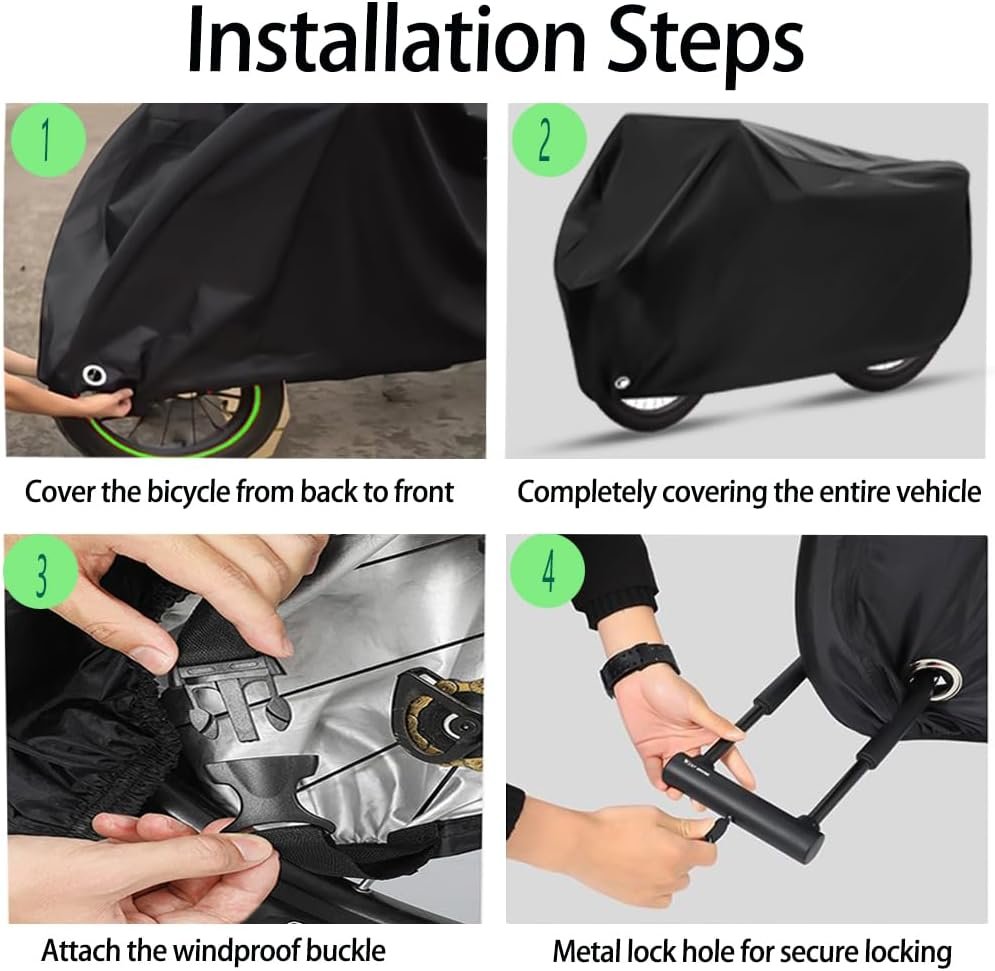 Bike Covers for 2 or 3 Bikes, 2XL Large Outdoor Waterproof Bicycle Covers with Lock Hole for Mountain Road Electric Bicycle Bikes - Image 5