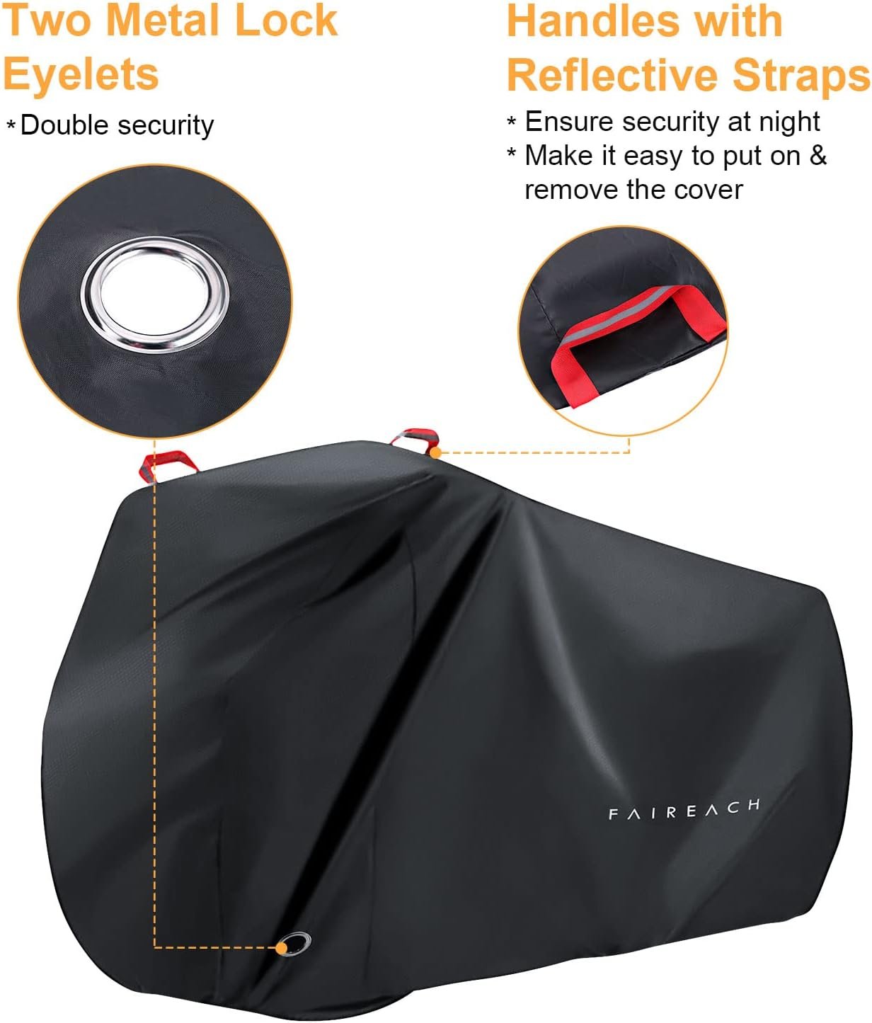Bicycle Cover, Waterproof Outdoor Bicycle Cover 210D Oxford Polyester Black with UV Protection Rain Snow Dust for Road Bike, Motorcycle, Scooter, MTB - Image 3