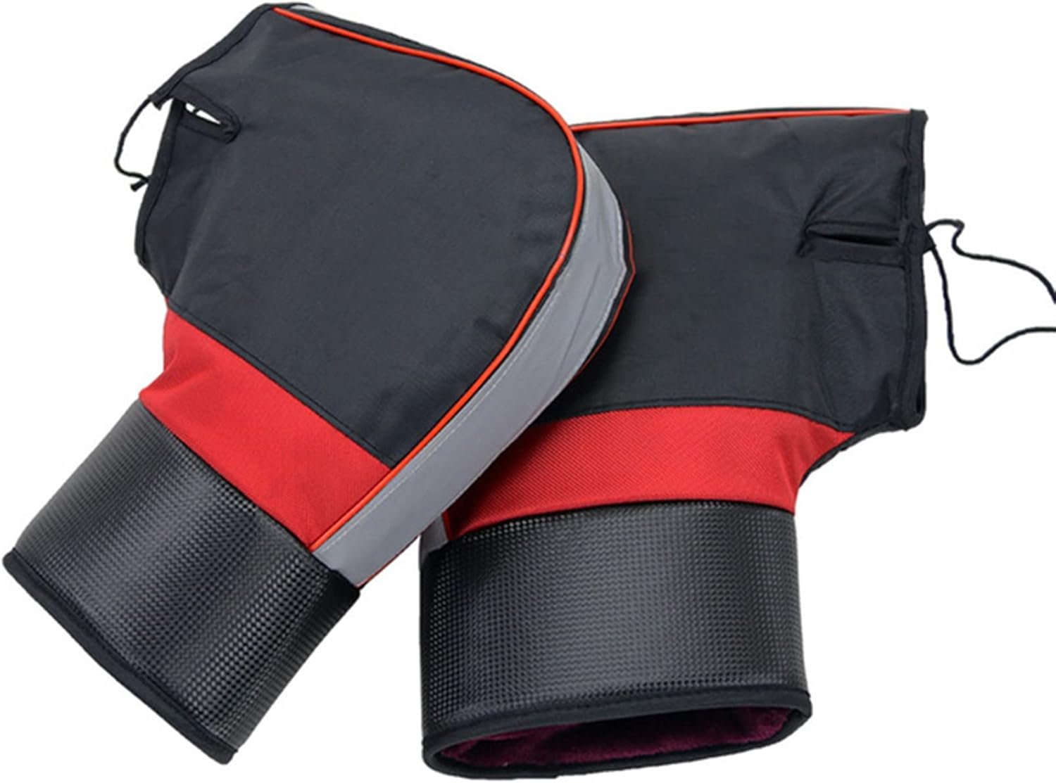 Motorcycle Handlebar Muffs Bike Gloves Windproof Winter Cycling Gloves Thicken Fleece Thermal Scooter Motorbike Handle Hand Warmer Outdoor Waterproof Motorbike Handlebar Mittens with Reflective Strip - Image 3