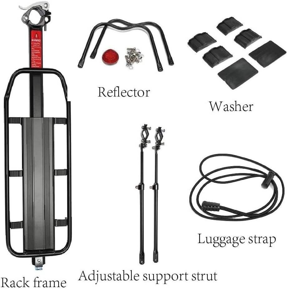 Rear Bike Rack – Adjustable Aluminum Alloy Bike Rack for Panniers, Lightweight Rear Rack for Commuting & Touring with Reflector - Image 8