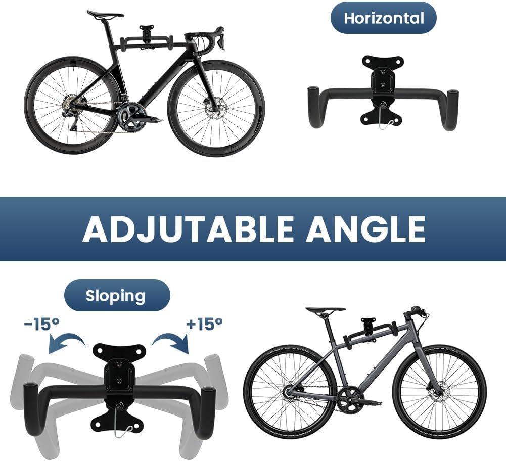 Bike Wall Mount, Wall Bike Rack with Helmet Hook, Bike Hook for Wall, Foldable Bike Hanger With Padded, Bicycle Wall Rack Bike Holder for Road, Mountain or Hybrid Bikes in Garage and Home - Image 2