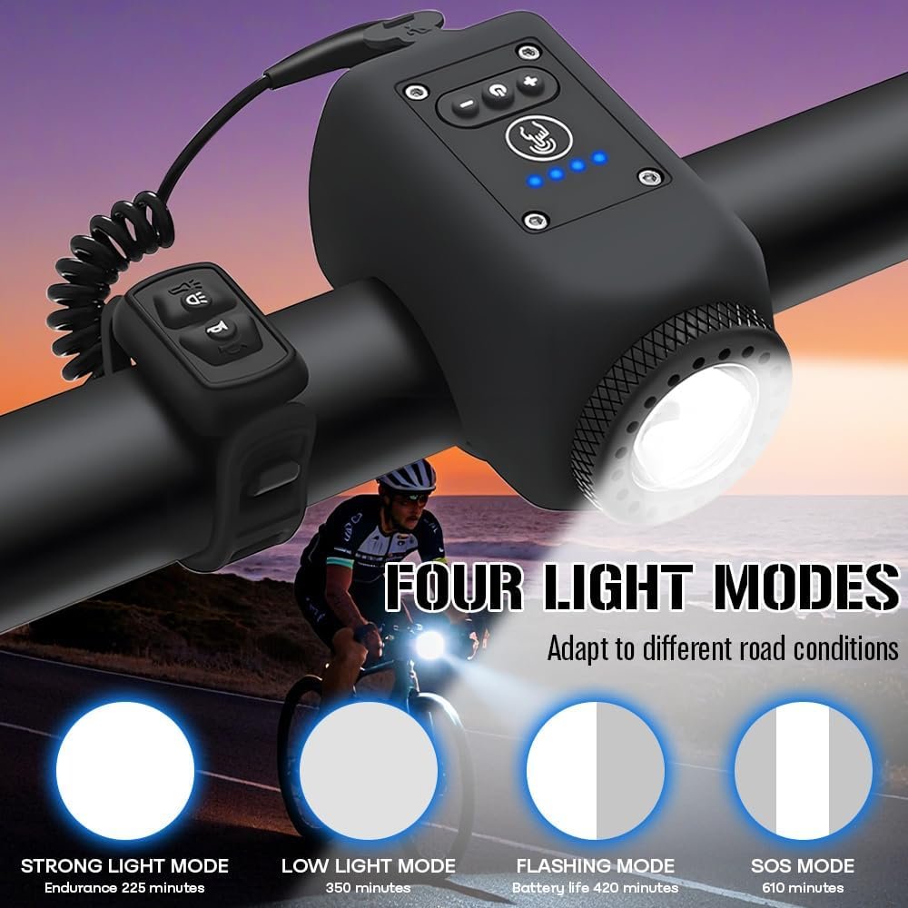 Mountain Bike Electronic Horn Bell, USB Rechargeable Electronic Horn with Light, IPX 5 Waterproof, Lightweight 110DB MTB Mini E-Bell, Bike Bell For Adult Riding Equipment MTB Road Bike, E-bike - Image 4
