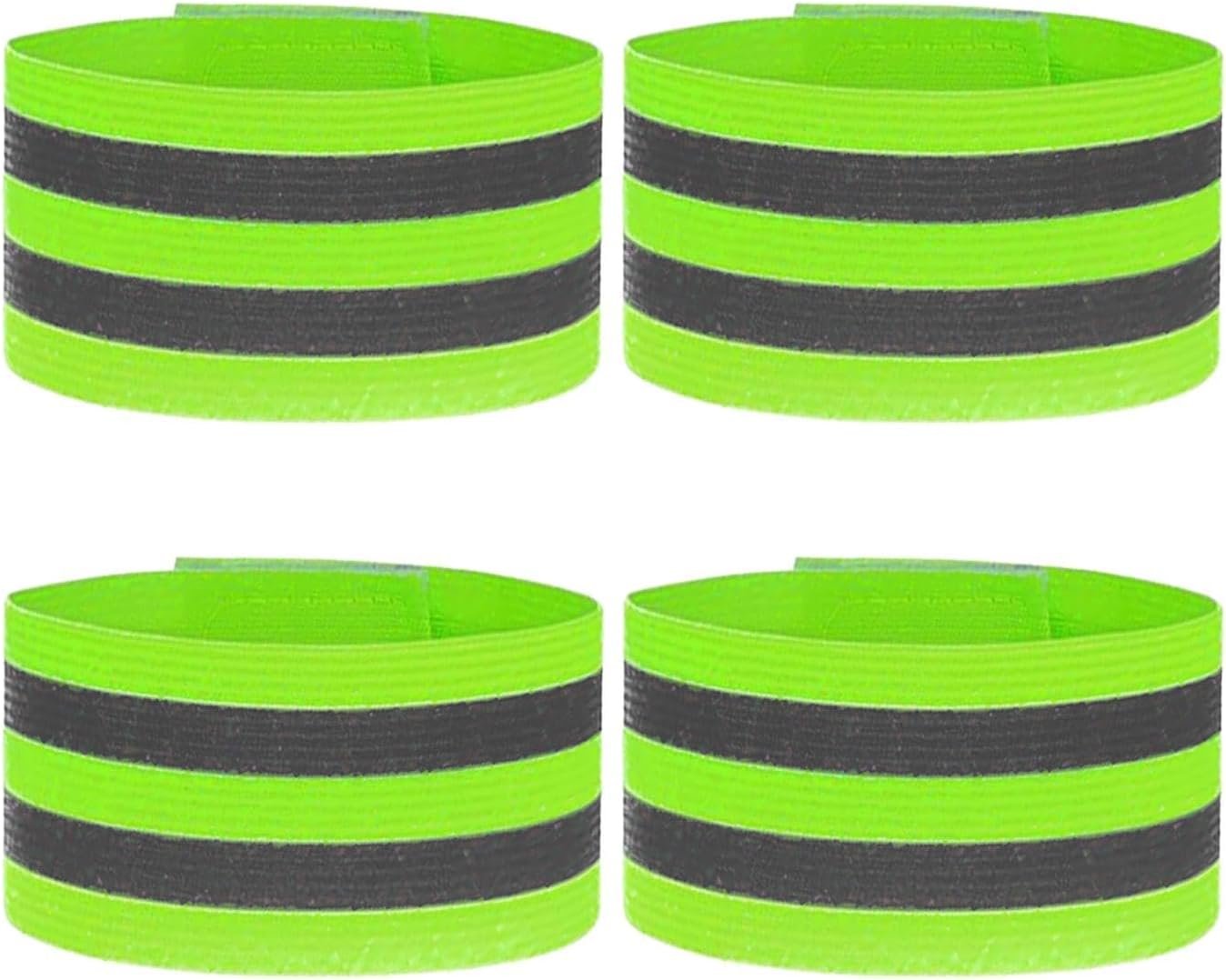 4Pcs Reflective Armbands, Running Safety Gear Wristbands, High Visibility Safety Reflective Bike Ankle Bands Reflector Armband Gear, Adjustable Armband Reflective-Strips for Night Sports & Dog Walking