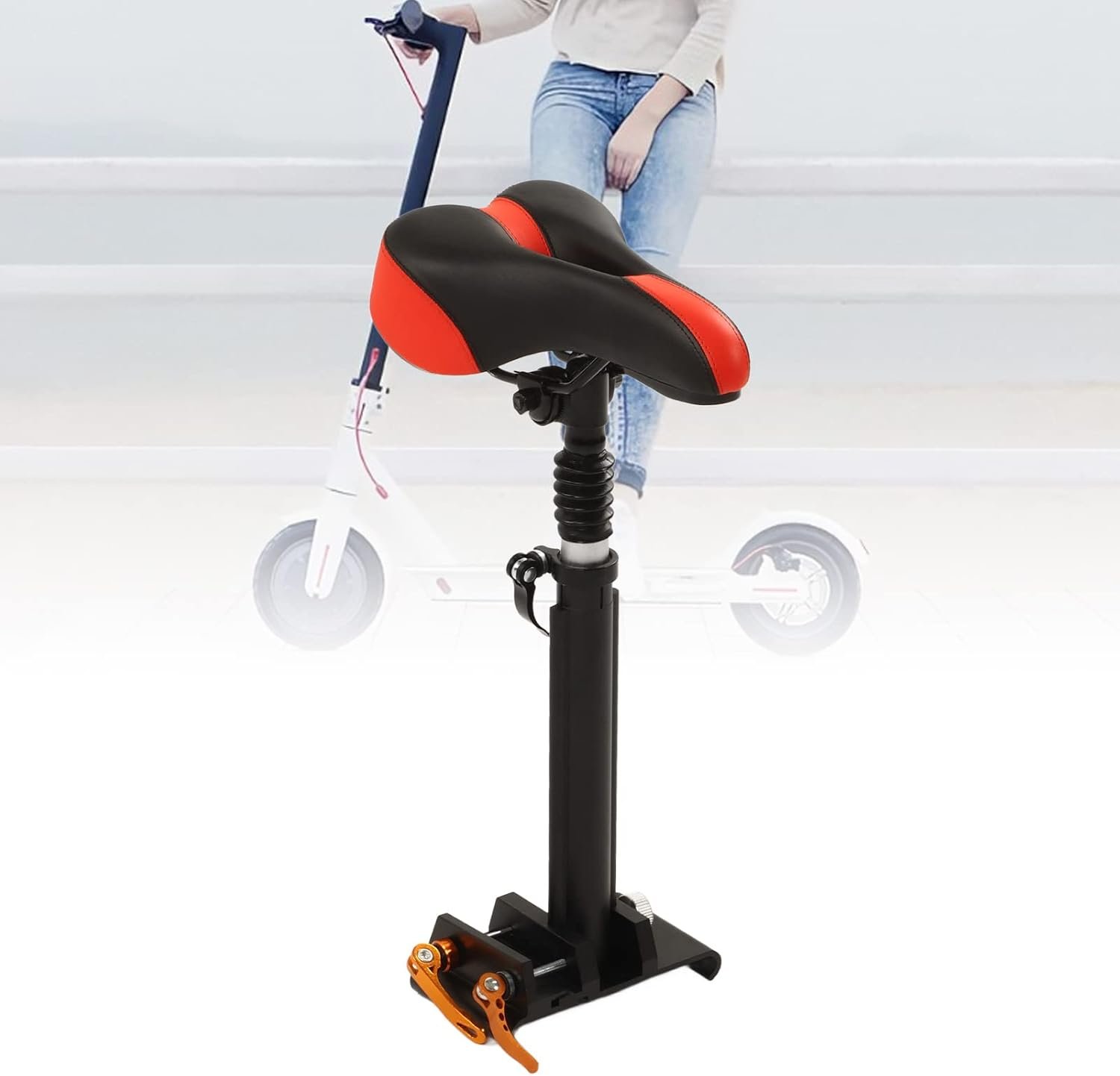 Electric Scooter Folding Seat, Aluminum Alloy Breathable Foldable Shock Absorbing Electric Scooter Saddle Punch for Riding - Image 5