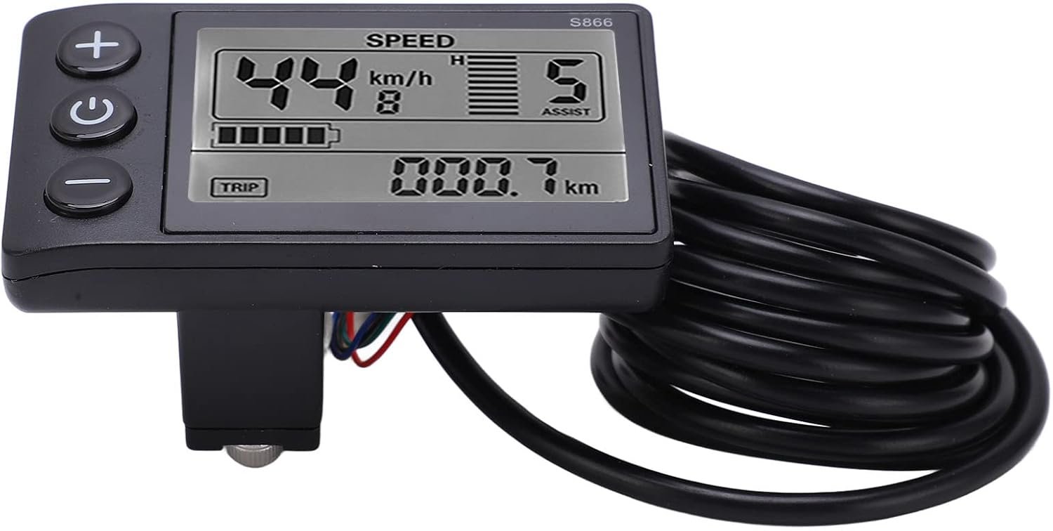 S866 Bike Computer, Electric Bicycle Display LCD Meter, 24V 36V 48V Electric Scooter Control Panel with SM Plug, Bike Speedometer Odometer, for 22.2mm/0.9in Handlebars - Image 8