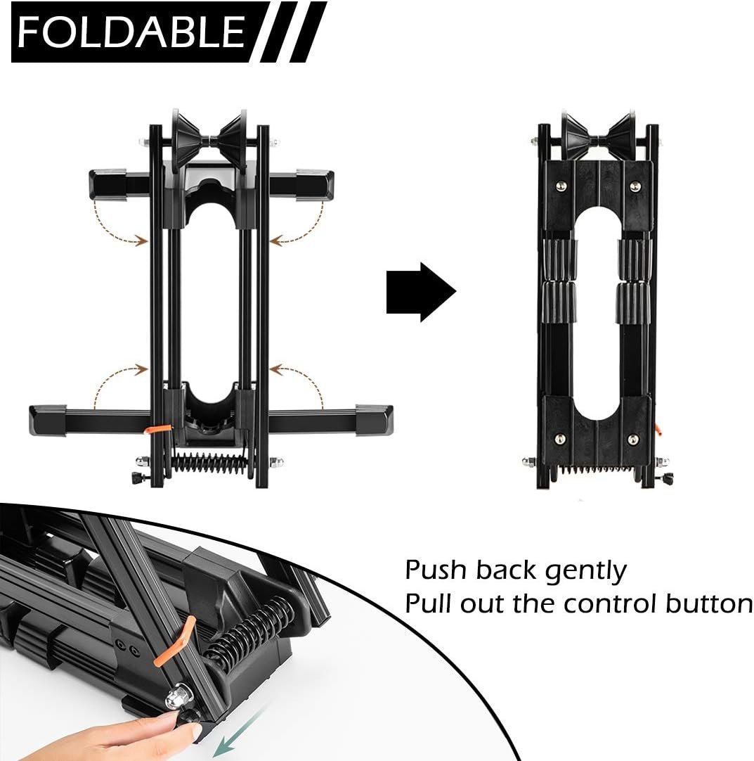 ROCKBROS Foldable Bike Stand Portable Bicycle Storage Holder Floor Parking Rack Aluminium Alloy Easel Park and Repair for MTB Road Bike Ebike Black - Image 4