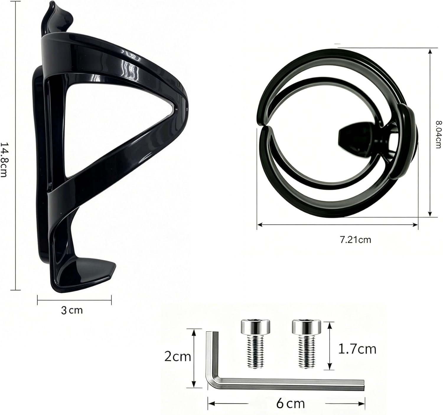 Black Bike Water Bottle Cage, Lightweight Water Holder for Bike, Sturdy & Secure Grip, Durable Bicycle Bottle Cage for Road Mountain City Cycling - Image 2