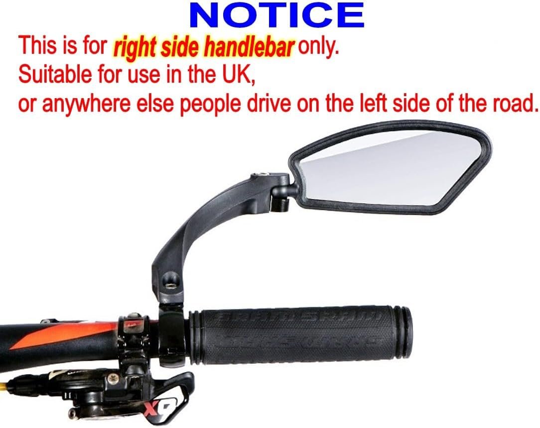 JZK Right Side Bike Mirror with Stainless Steel Lens - 360 Degree Rotatable Adjustable Cycle Mirror for Bike Handlebar - Image 2