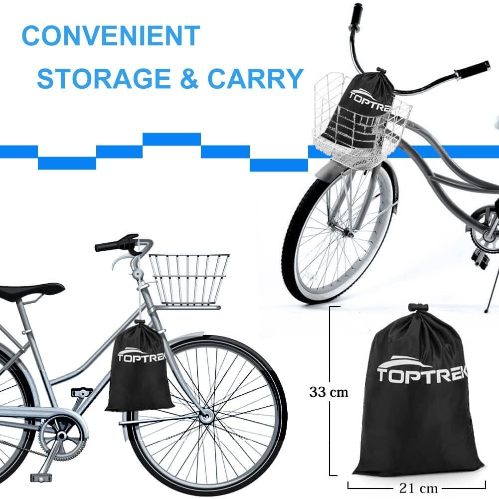 Toptrek Bike Cover, Bike Covers for Outside Storage, 210T Outdoor Waterproof Bicycle Cover with Lock Holes, Anti Rain UV Bike Covers with Storage Bag for Mountain Bike, Road Bike, E-bike(Black) - Image 7