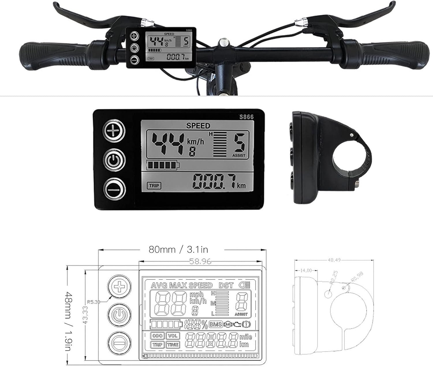 Luocute 20 Inch Electric Bike Conversion Kit, 48V 1500W Front Drive Motor Wheel Kit with LCD S866 Meter and 35A Controller, for Mountain Bike DIY Electric Bicycle Refit - Image 4