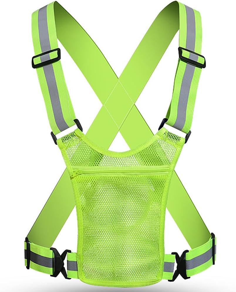 XYUXWLG Reflective Vest, Reflective Running Gears High Visibility Safety Vest Adjustable Reflective Gear with Pocket for Night Walking, Jogging, Cycling