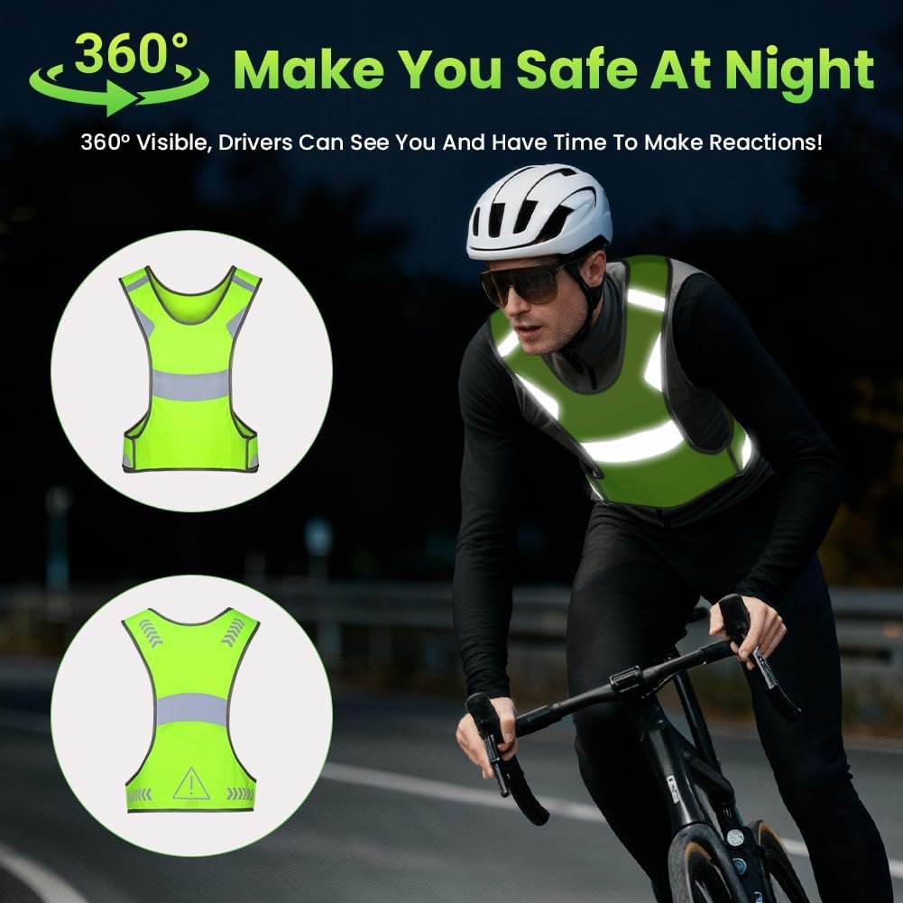 Reflective Running Vest Breathable Sports Vest High Visibility Waistcoat Safety Vest Women Men Night Warning Top Reflectors Clothing Hi Vis Reflective Running Gears for jogging Hiking Cycling - Image 3