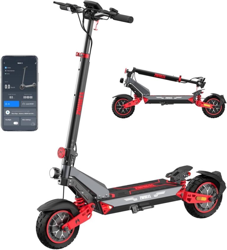 Electric Scooter Adult with 34 Miles Range, 10" Tubeless Off-Road Tyres, 720Wh lithium battery, Dual Suspension & Full LED Turn Signals Foldable Electric Scooter