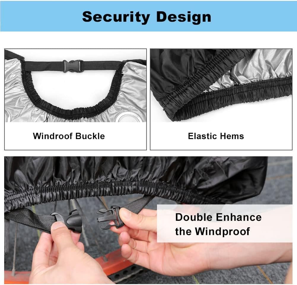 Toptrek Bike Cover, Bike Covers for Outside Storage, 210T Outdoor Waterproof Bicycle Cover with Lock Holes, Anti Rain UV Bike Covers with Storage Bag for Mountain Bike, Road Bike, E-bike(Black) - Image 3