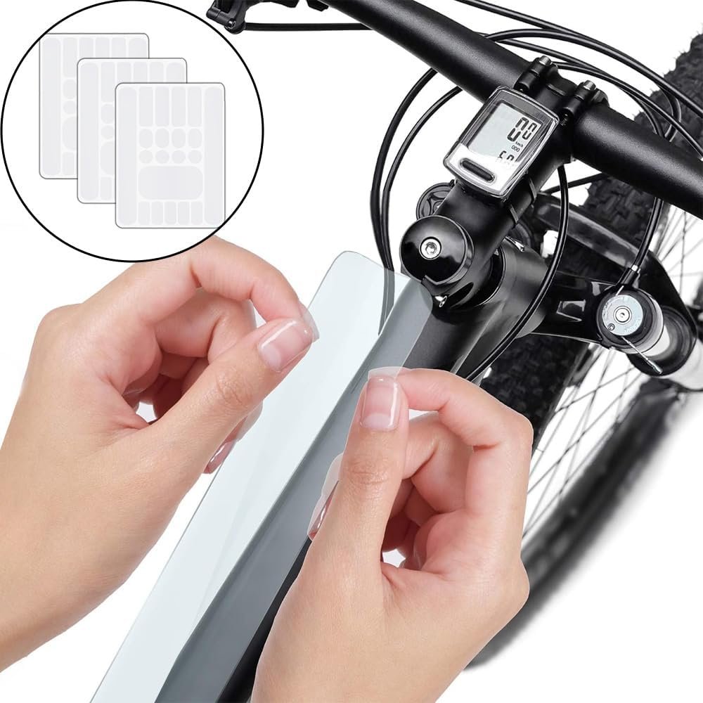 Bike Frame Protector Film Transparent - 3 Pack - Scratch and Shock Proof Stickers for Mountain Bike, Road Bike, Electric Bike - Image 2
