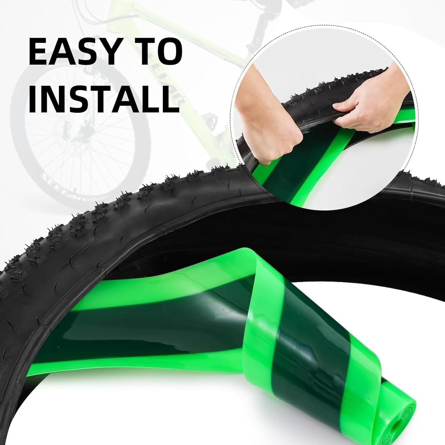 Bike Tyre Liner Anti-Puncture Protection, 110 x 2300mm, 2-Pack, Green, Compatible with 20-29 inch Wheels - Image 4