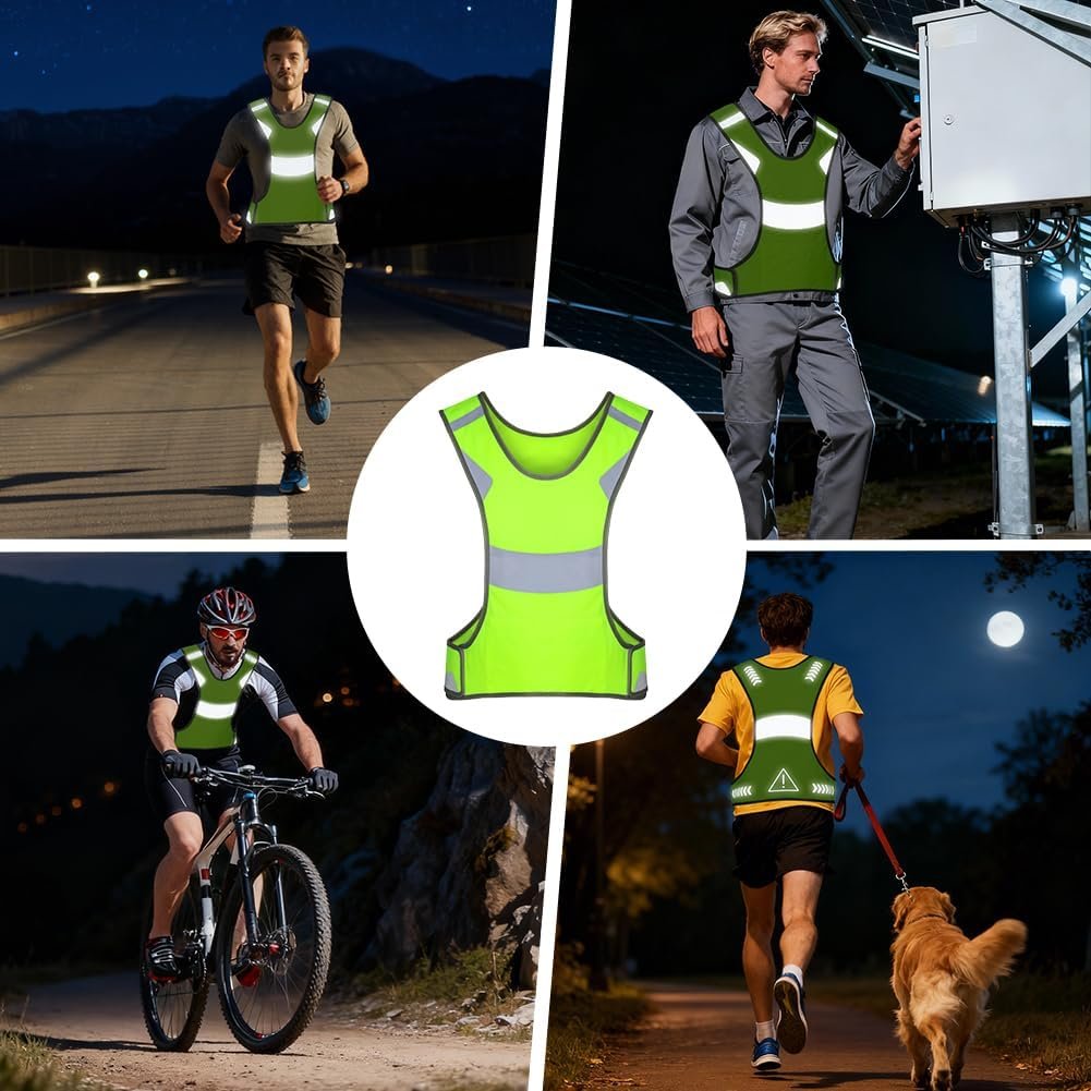 Reflective Running Vest Breathable Sports Vest High Visibility Waistcoat Safety Vest Women Men Night Warning Top Reflectors Clothing Hi Vis Reflective Running Gears for jogging Hiking Cycling - Image 7