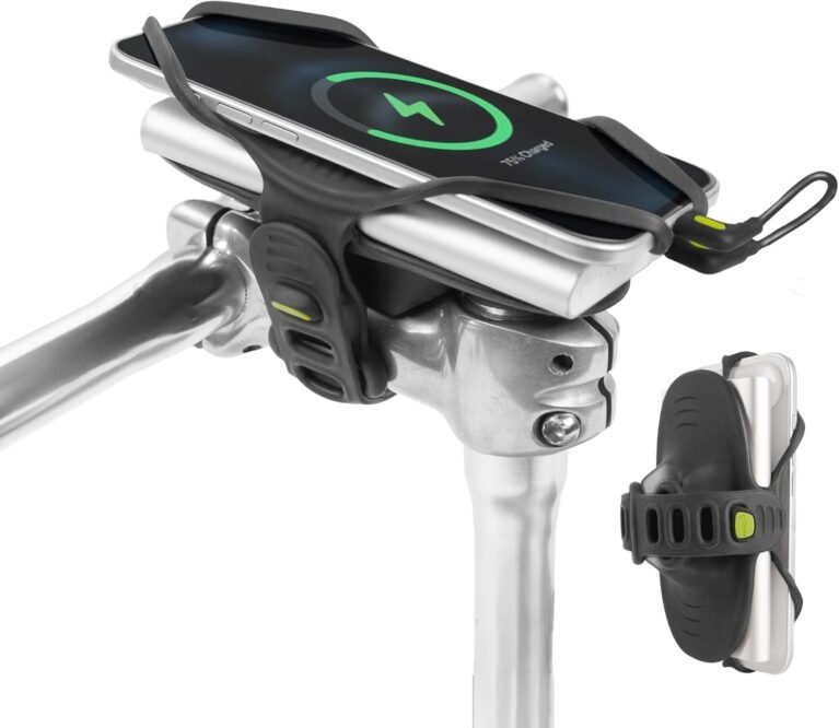 Bone Bike Tie 6 Pro-Pack, Bicycle Phone and Charger Mount for Stem, Scratch-Free & Shock-Absorbing Silicone with Dual-Strap Protection, Cycling Phone Holder for 4.7"–7.2" Smartphones and Power Banks