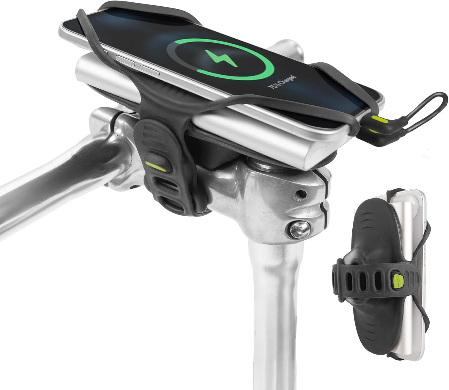 Bone Bike Tie 6 Pro-Pack, Bicycle Phone and Charger Mount for Stem, Scratch-Free & Shock-Absorbing Silicone with Dual-Strap Protection, Cycling Phone Holder for 4.7"–7.2" Smartphones and Power Banks