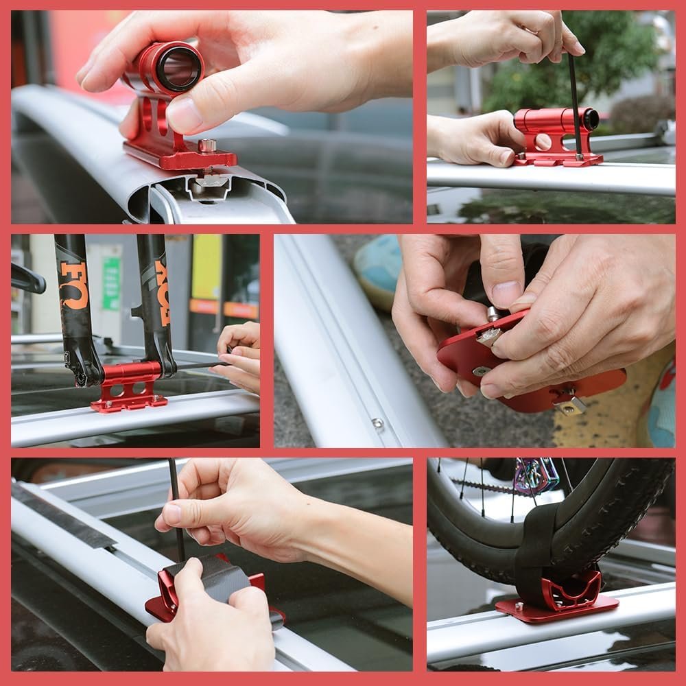 Bicycle roof mounting bracket set, Bike Roof Rack for Cars, SUVs & Vans - Heavy-Duty Aluminum Foldable Bike Carrier, Fits 2-3 Bikes, Easy to Install, Waterproof & Anti-Theft Design - Image 2