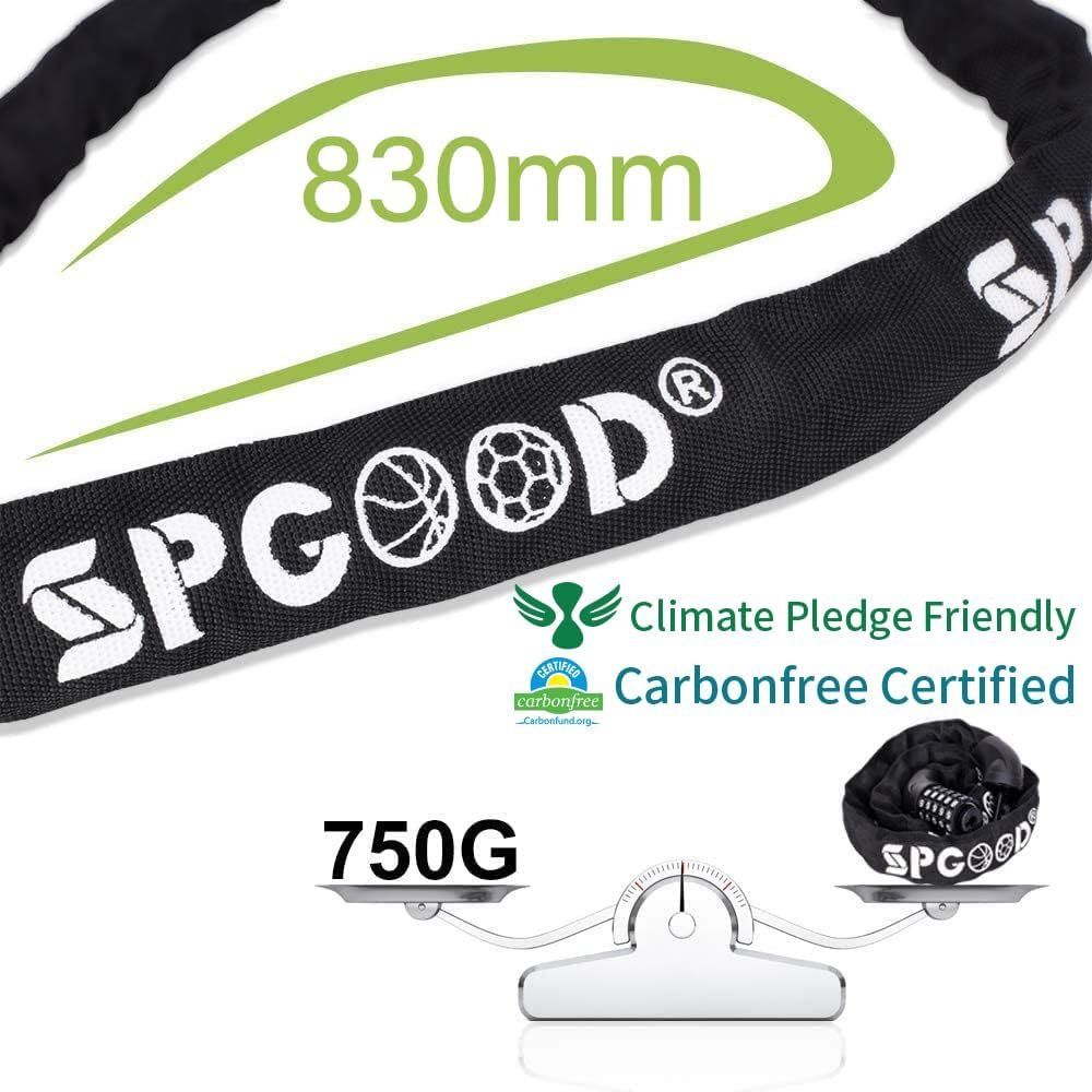 SPGOOD Bike Locks Heavy Duty/Bicycle Chain/Cycling Lock (14 Colors) 5-Digits Codes Resettable 100,000 Codes for Bike Cycle, Moto, Door, Gate Fence 830mm Length(Black) - Image 2