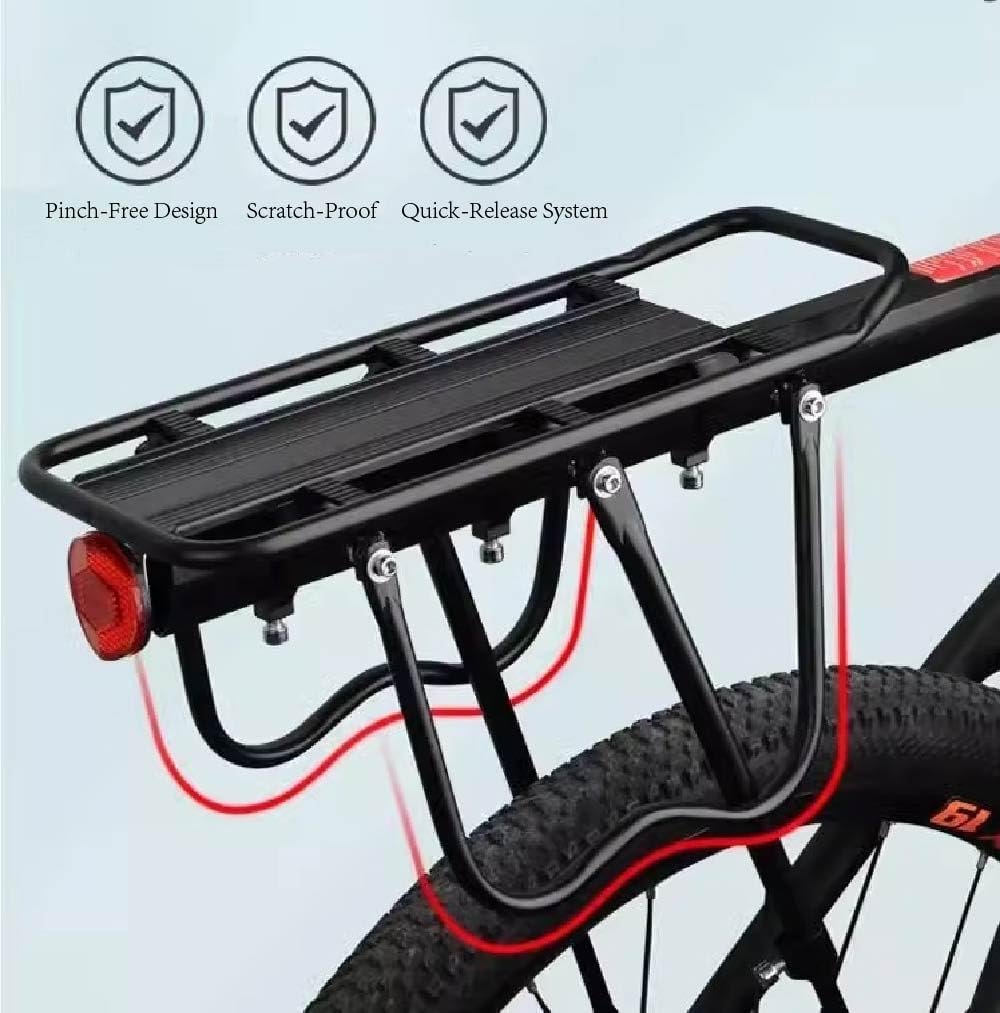 Rear Bike Rack – Adjustable Aluminum Alloy Bike Rack for Panniers, Lightweight Rear Rack for Commuting & Touring with Reflector - Image 5