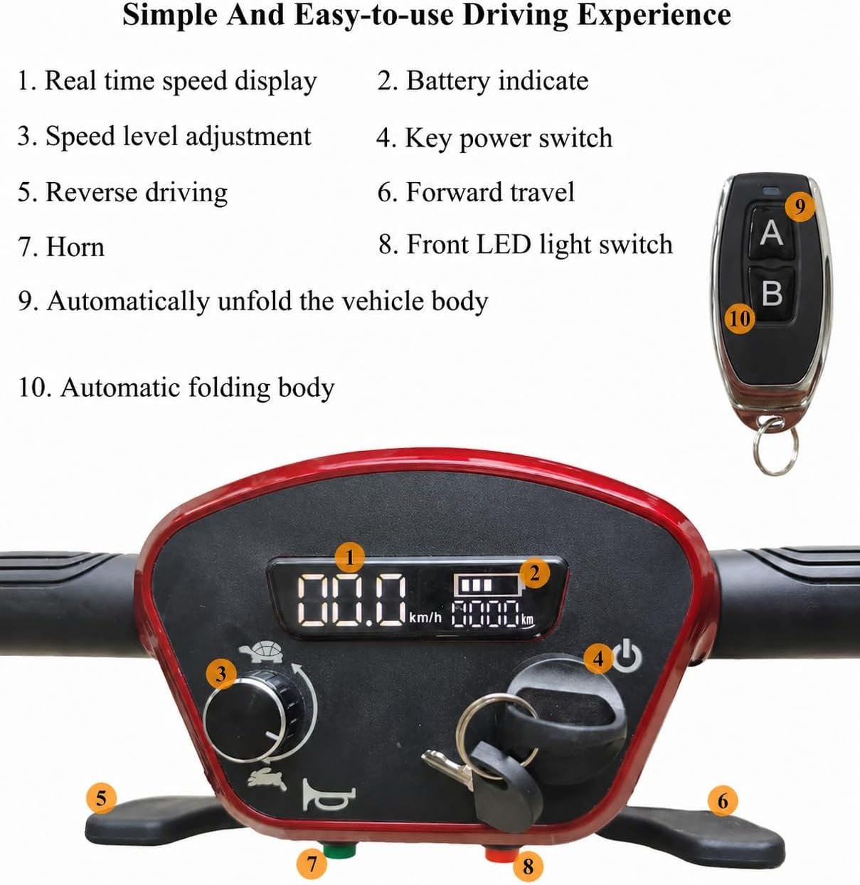 Lightweight 24kg Automatically Folding Mobility Scooter with Removeable Battery Boot Scooter Portable Travel Scooter, 270W, 10Ah, 2026 Model - Image 7