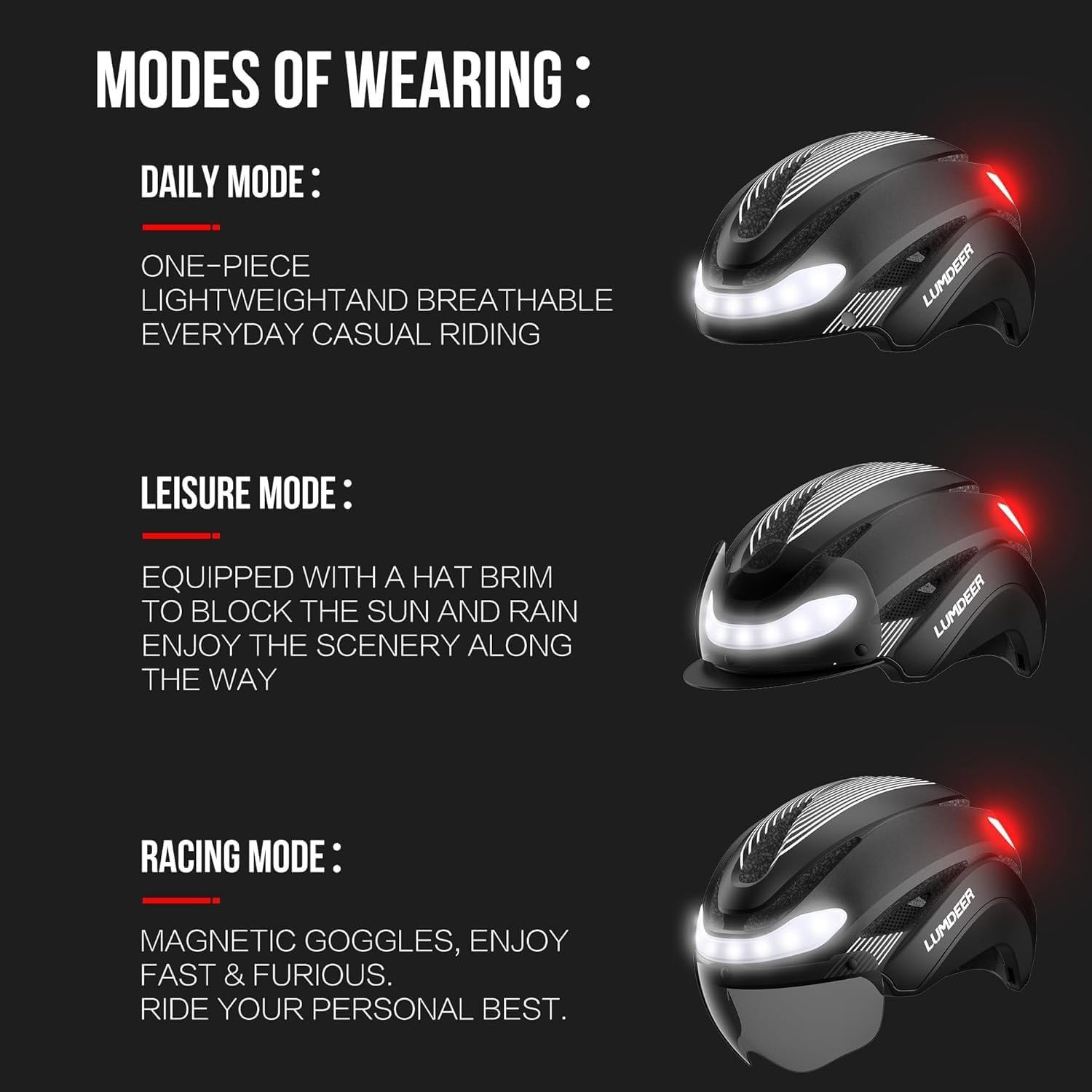 LUMDEER Bike Helmet Adults, Ebike Helmet NTA 8776 with Lights Front and Back & Turn Signals & Brake Light & Photochromic Visor, Urban Commuter Cycle Helmet for Men and Women - Image 6