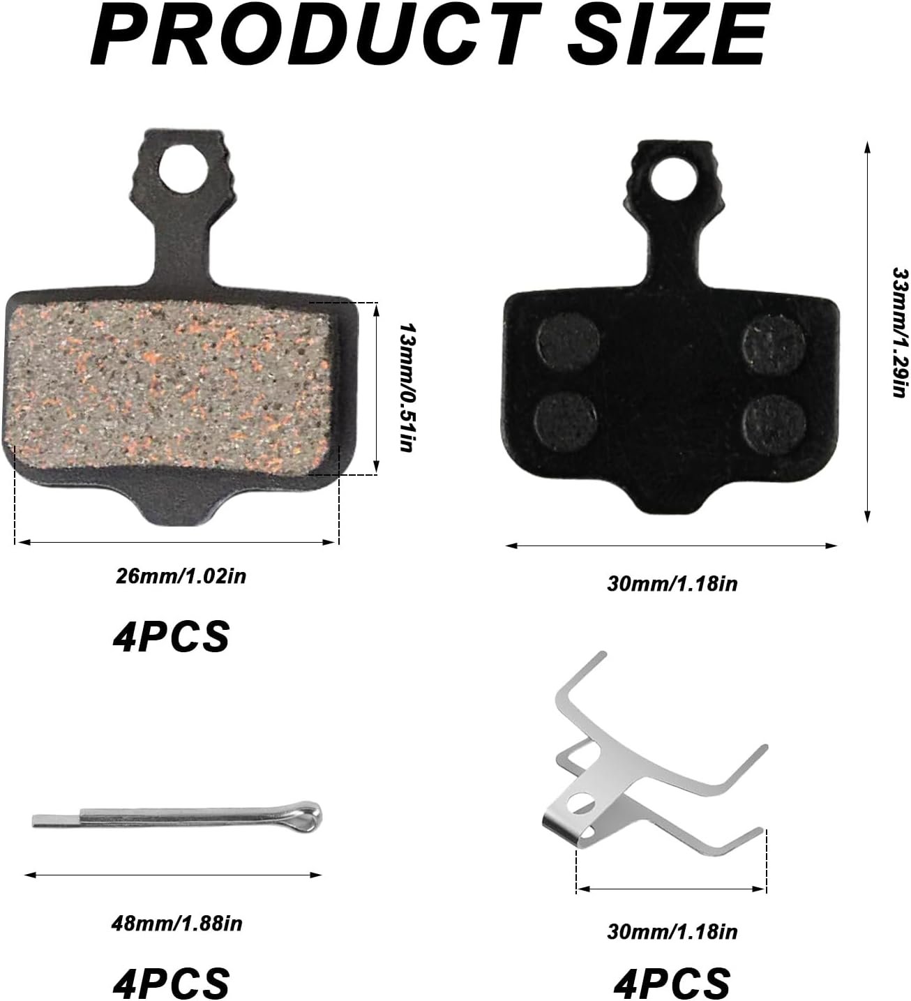 4 Pairs Bike Brake Pads for Bicycle Disc Brake Pads, Resin Mountain Bike/Scooter/MTB Brake Pads - Compatible with Shimano Brake Pads, Tektro, M575, MT200, M525, M495, M486, M485, M475, M505 - Image 2