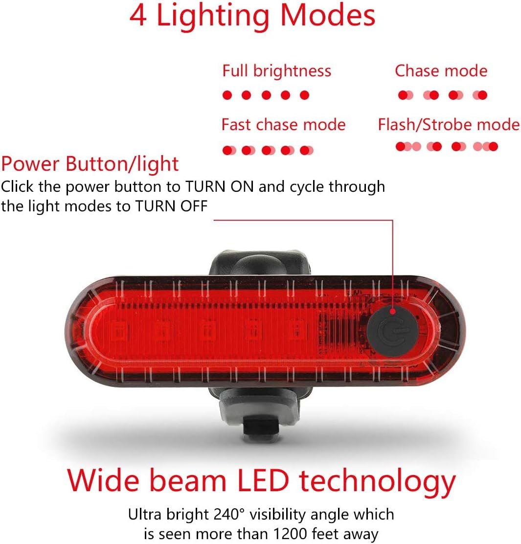 Rear Bike Lights 2 Pack, Ultra Bright USB Rechargeable Bike Tail Lights, Red High Intensity Led Accessories Fits On Any Bike or Helmet. Easy to Install for Cycling Safety Flashlight - Image 5