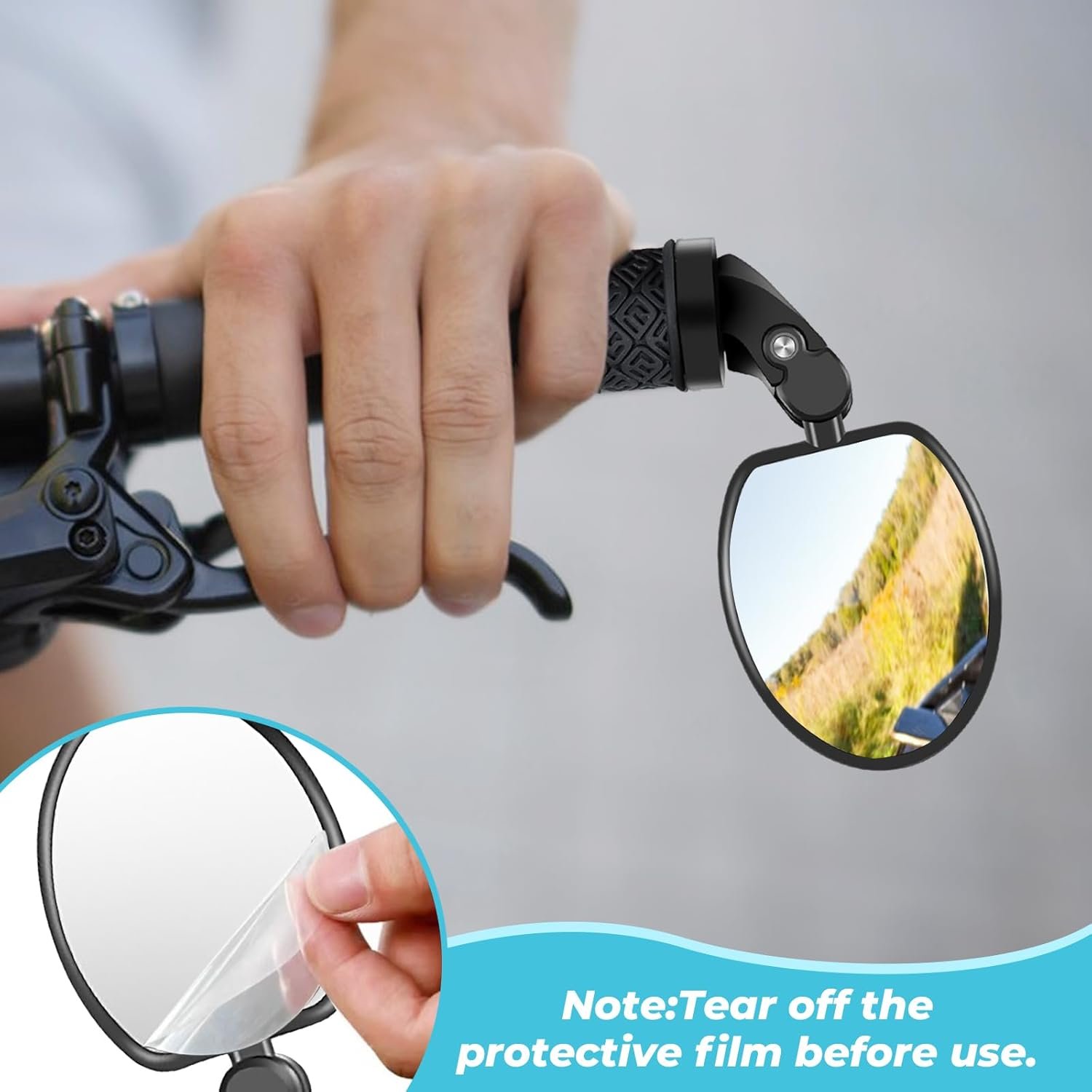 Bike Mirrors, 360 Degree Adjustable Bar End Rear View Mirror with Reflective Sticker, HD Glass Convex Lens, Fits 17.4-22mm Handlebar for Electric Bicycle, MTB, Road Bike, Scooter - Image 5