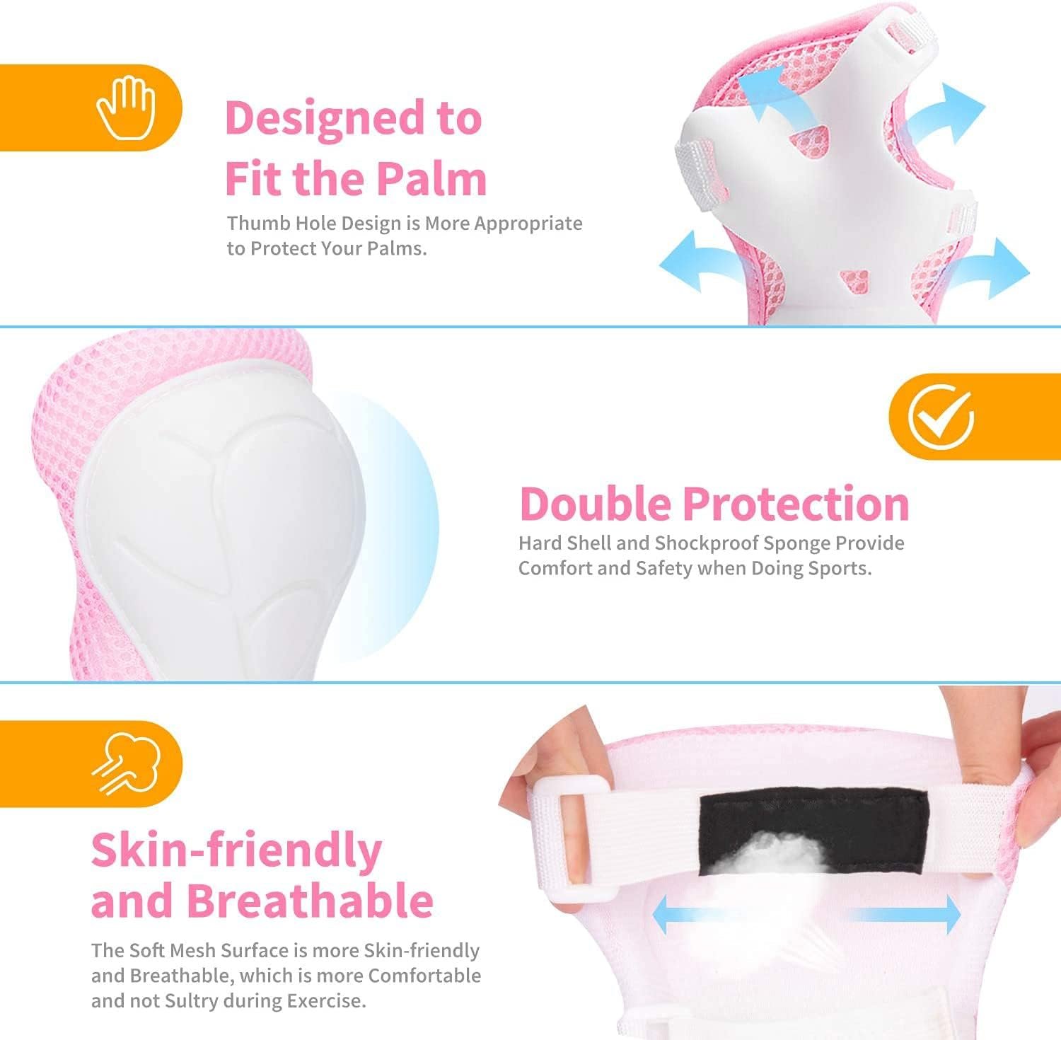 Kids/Youth Knee Pads Elbow Pads Wrist Guards 3 in 1 Protective Gear Set for Child Roller Skates, Cycling, Inline Skating, Scooter Skateboard, BMX Bike, Riding, and Multiple Outdoor Sports - Image 3