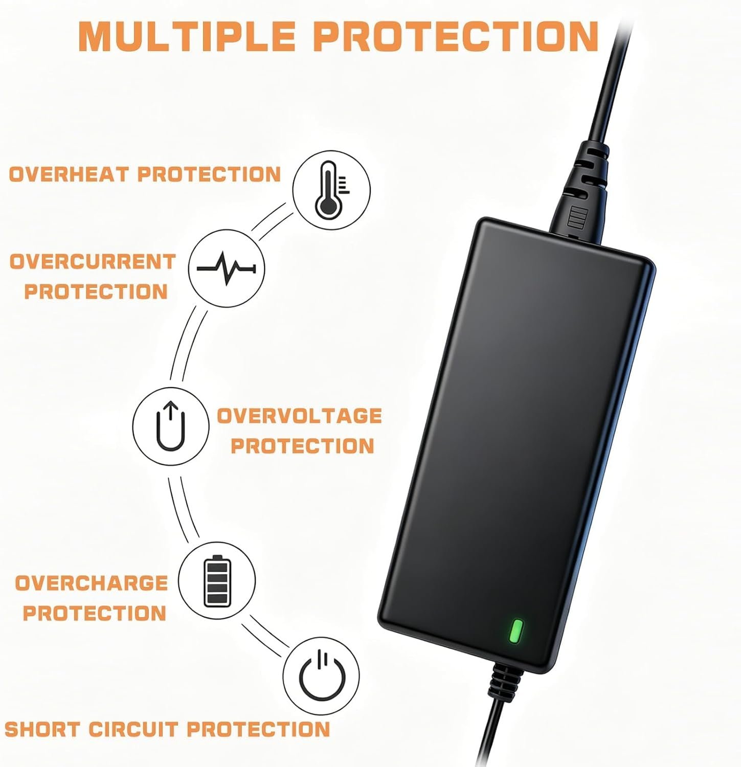 29.4V 2A Electric Scooter Charger, Universal lithium Batterie Hoverboard Charger with 6 Connectors for Xiaomi Nine-bot Scooters, E-Scooter, Electric Bike, Drift Boards, Mobility Scooter - Image 5