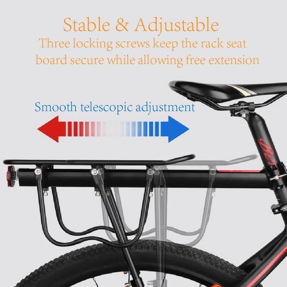 Rear Bike Rack – Adjustable Aluminum Alloy Bike Rack for Panniers, Lightweight Rear Rack for Commuting & Touring with Reflector - Image 3