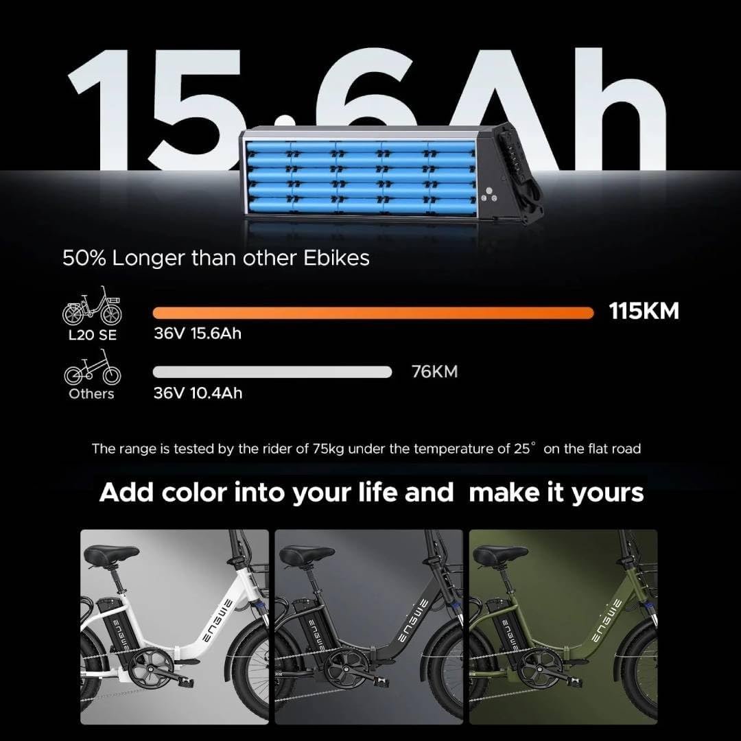 ENGWE Electric Bike for Adults 20" Foldable Electric Bicycle Trekking Step-through City E-Bike 36V 15.6Ah Removable Battery - Image 3