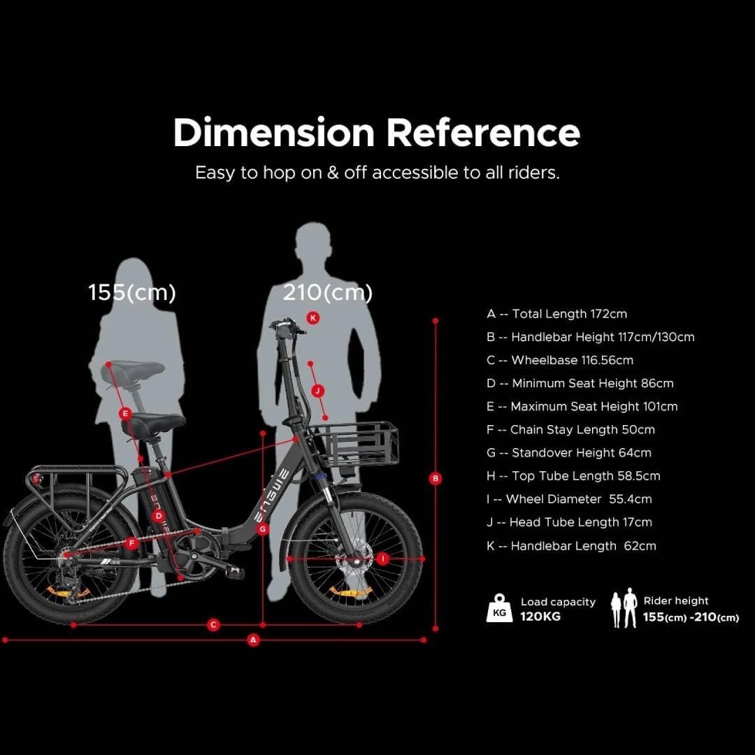 ENGWE Electric Bike for Adults 20" Foldable Electric Bicycle Trekking Step-through City E-Bike 36V 15.6Ah Removable Battery - Image 8