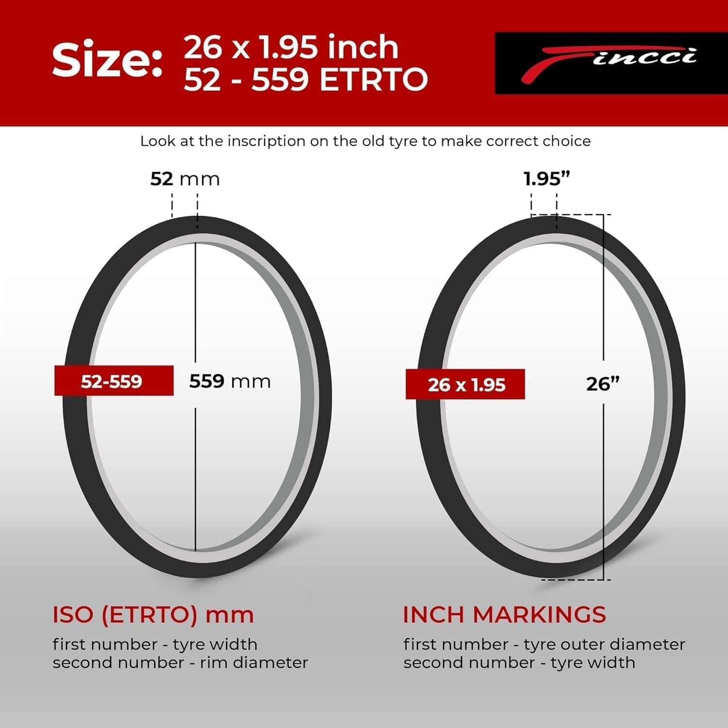Fincci Bicycle Tyres MTB 26 x 1.95 inch - Foldable Tire 26" with 1 mm Nylon Protection - Tyres 50-559 for Hybrid & Mountain & Electric Bikes for Riding on Mud, Off road, Cross-Country - Image 2