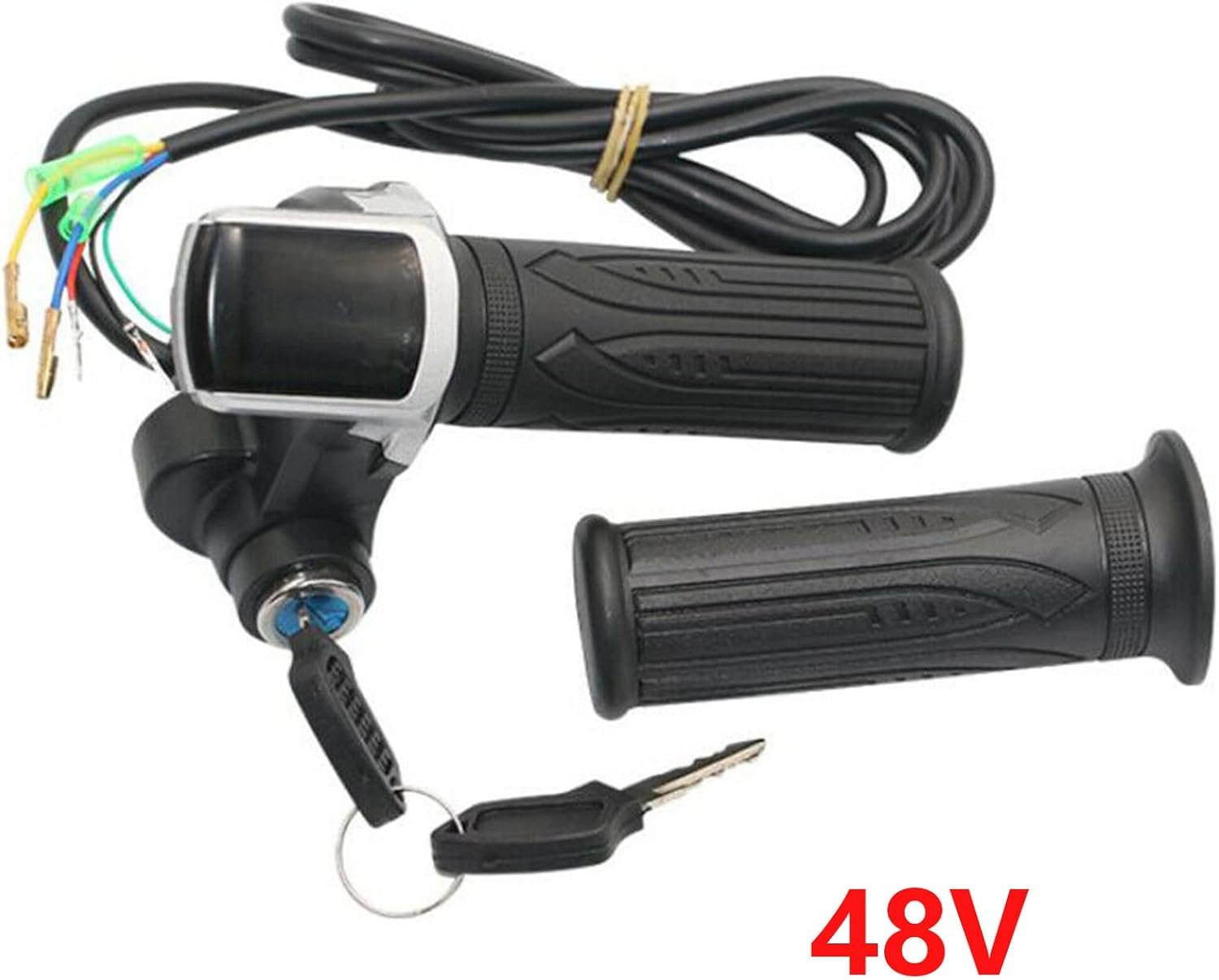 WMLBK Electric Bike Throttle Grip, Half-Twist Throttle, Accelerator Throttle Handle with LED Power Indicator Key Lock for Electric Bikes Scooters (48V) - Image 2