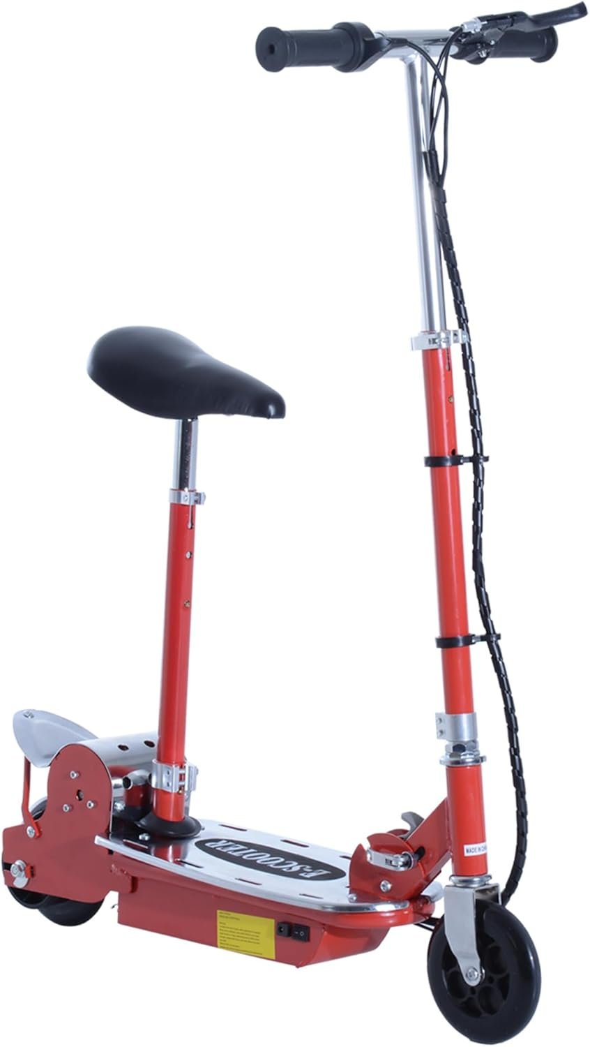 HOMCOM Electric Scooter for Kids, Folded Powdered Scooters for Ages 7-12 Years w/ 120W Motor, Up to 10km/h, 8km Range, Adjustable Ride on Toy