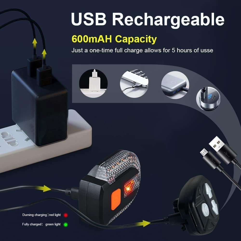 Turn Signals for Bicycles with Alarm, USB Charging Remote Control Split/Integrated Bike Tail Light 5 Modes Waterproof Strobe Bike Rear Lights Can be Mounted on Front and Rear of Bicycle - Image 5