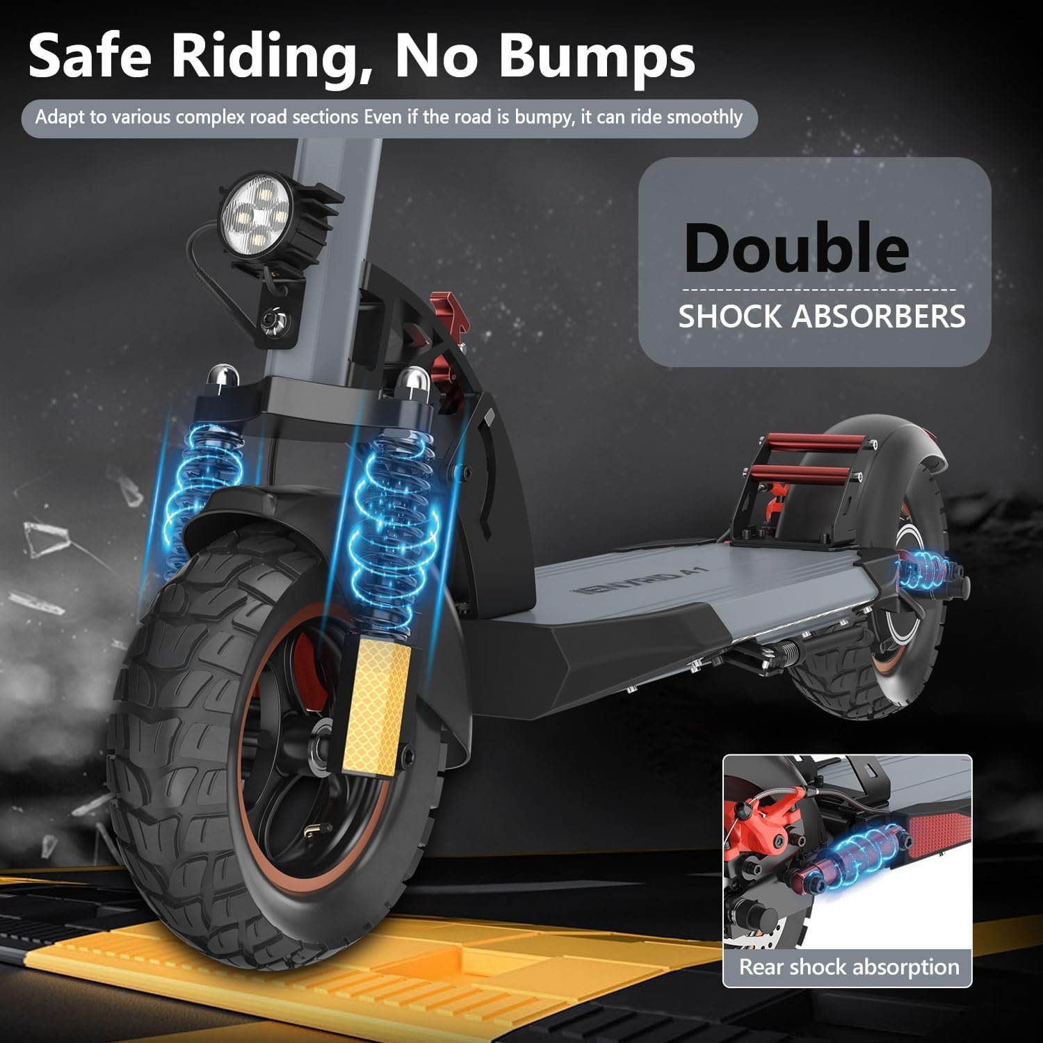 Electric Scooter 500W,15.5MPH,12.5Ah Battery 20-40KM, 10" Tires Folding E Scooter Mulitiple Suspension, Dual Braking, Gift for Adult Teens Load 264lbs - Image 5