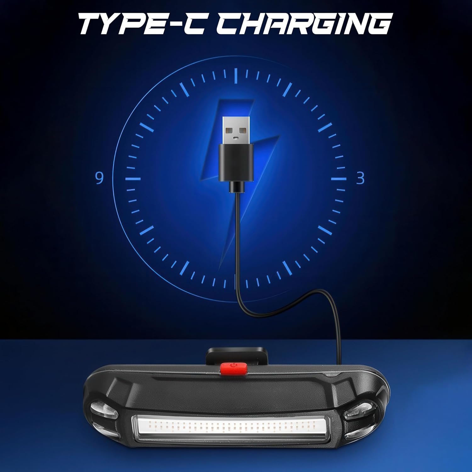 BYKING Rear Bike Light, USB-C Rechargeable Bike Helmet Light, 6 Lighting Modes and Waterproof, Long Lasting Battery Back Light For Bicycle, MTB, Helmet, Scooter, Bag, 2x Bicycle Light Rear. - Image 4