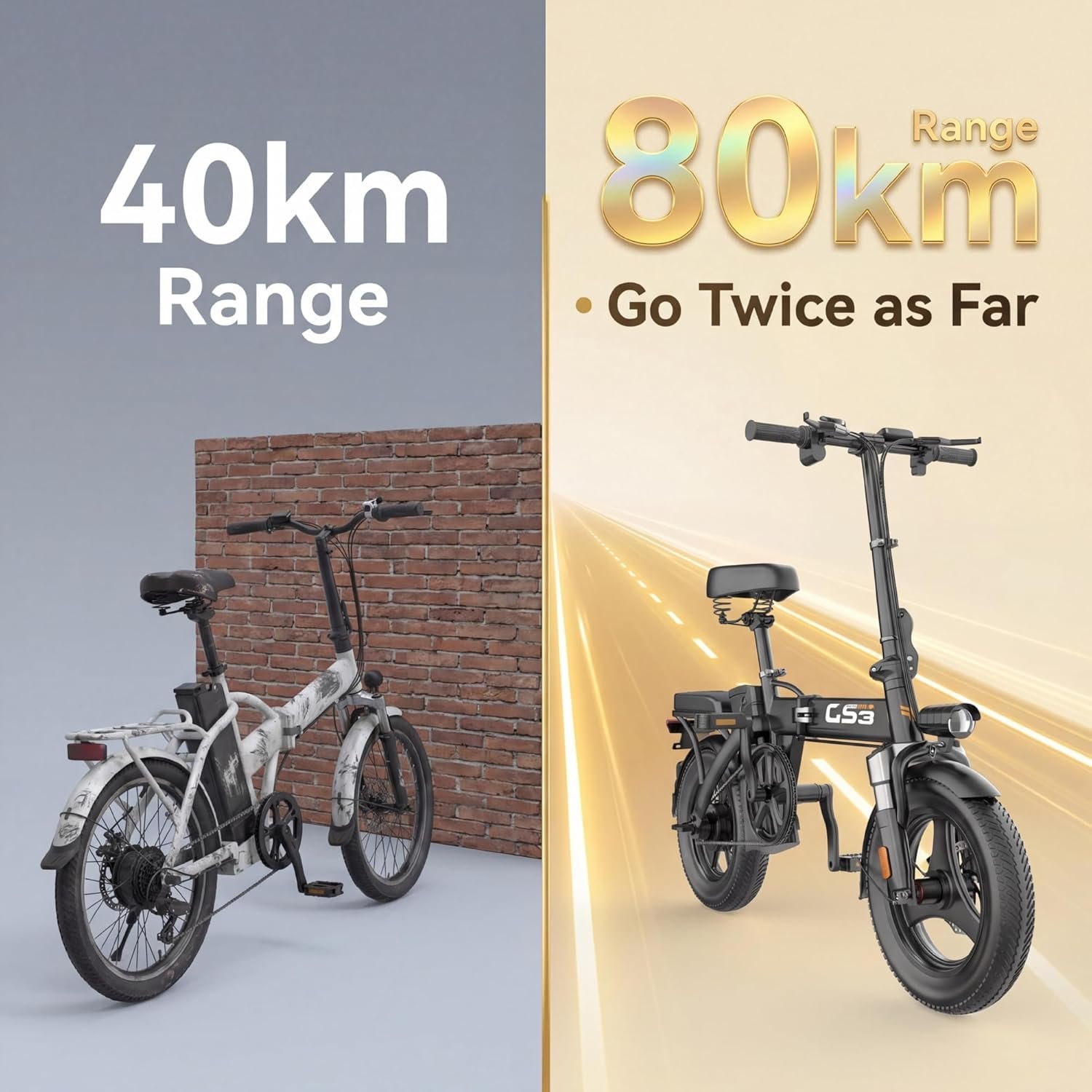 Electric Folding Bike for Adults,48V 15AH, 30-40KM Range Lightweight 22.5kg Frame, 14" Tires Front Suspension Disc Brakes, Pedal Assist Electric Hybrid Bike with LED Headlight Removable Basket - Image 8