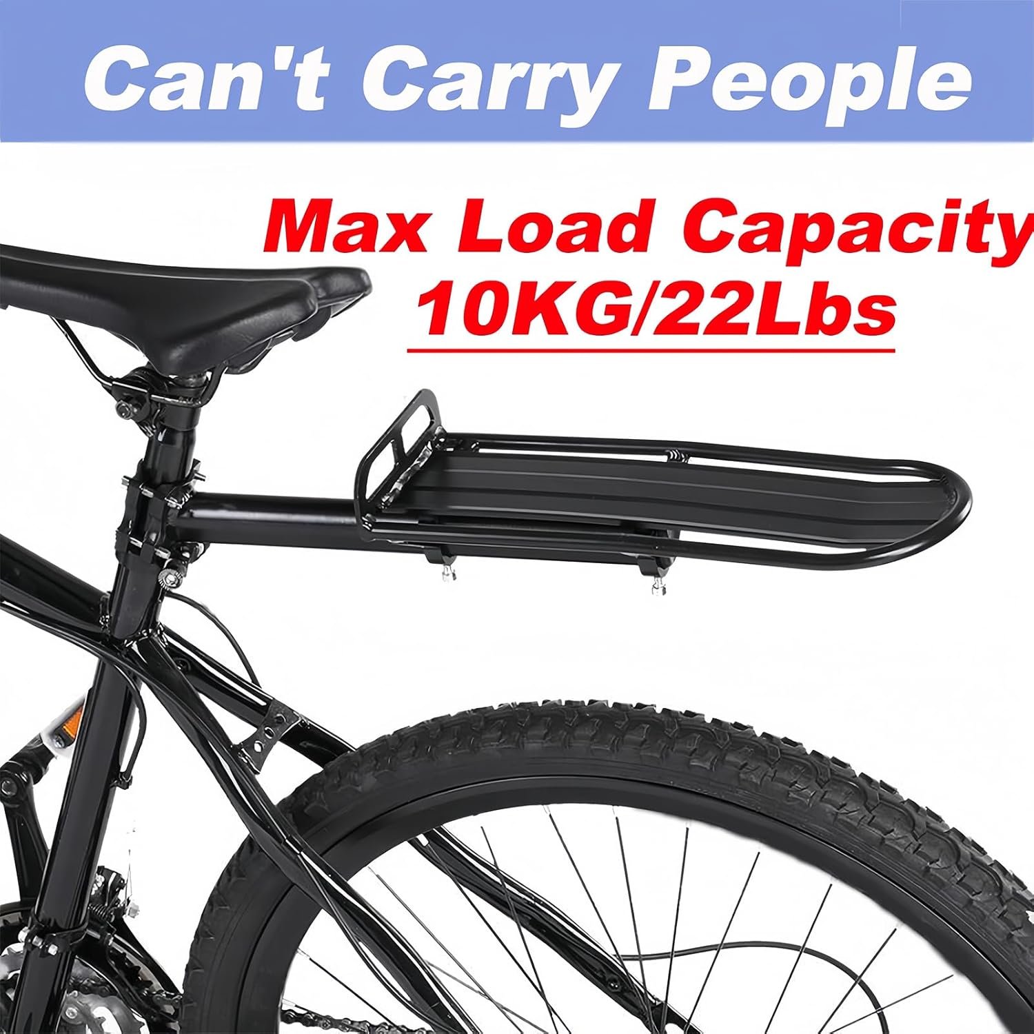 Rear Bike Rack, Aluminum Alloy Bicycle Luggage Cargo Rack, Retractable Bicycle Pannier Bag Holder, Universal Bike Carrier, MTB Rear Racks Max Load 10KG/22Lbs - Image 4