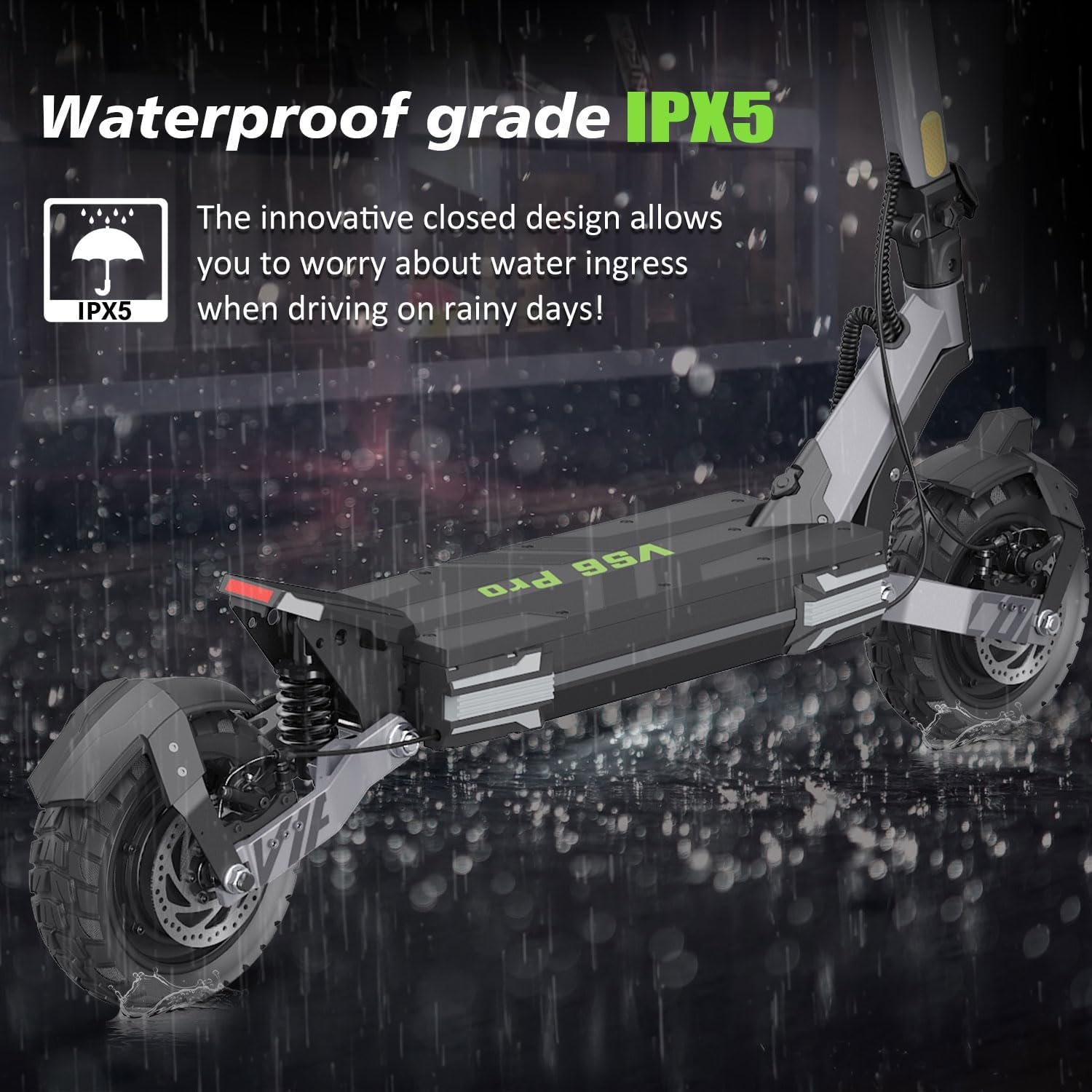 Off Road Electric Scooter for Adults, 10 inch VS6 Pro Pure Escooter, 52V 20.8Ah Battery Folding Scooters, 60-80 km Range, 150 kg Load HD Display Dual Shock Absorption & Motors All Terrain e Scooter - Image 5