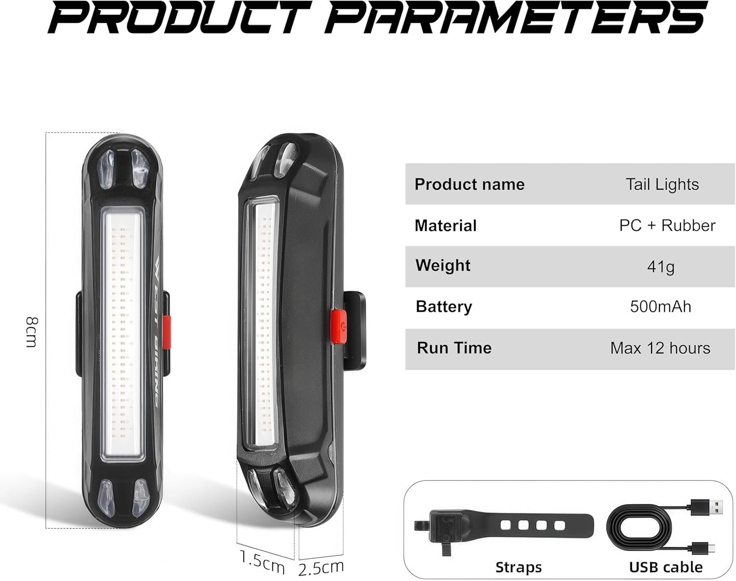BYKING Rear Bike Light, USB-C Rechargeable Bike Helmet Light, 6 Lighting Modes and Waterproof, Long Lasting Battery Back Light For Bicycle, MTB, Helmet, Scooter, Bag, 2x Bicycle Light Rear. - Image 5