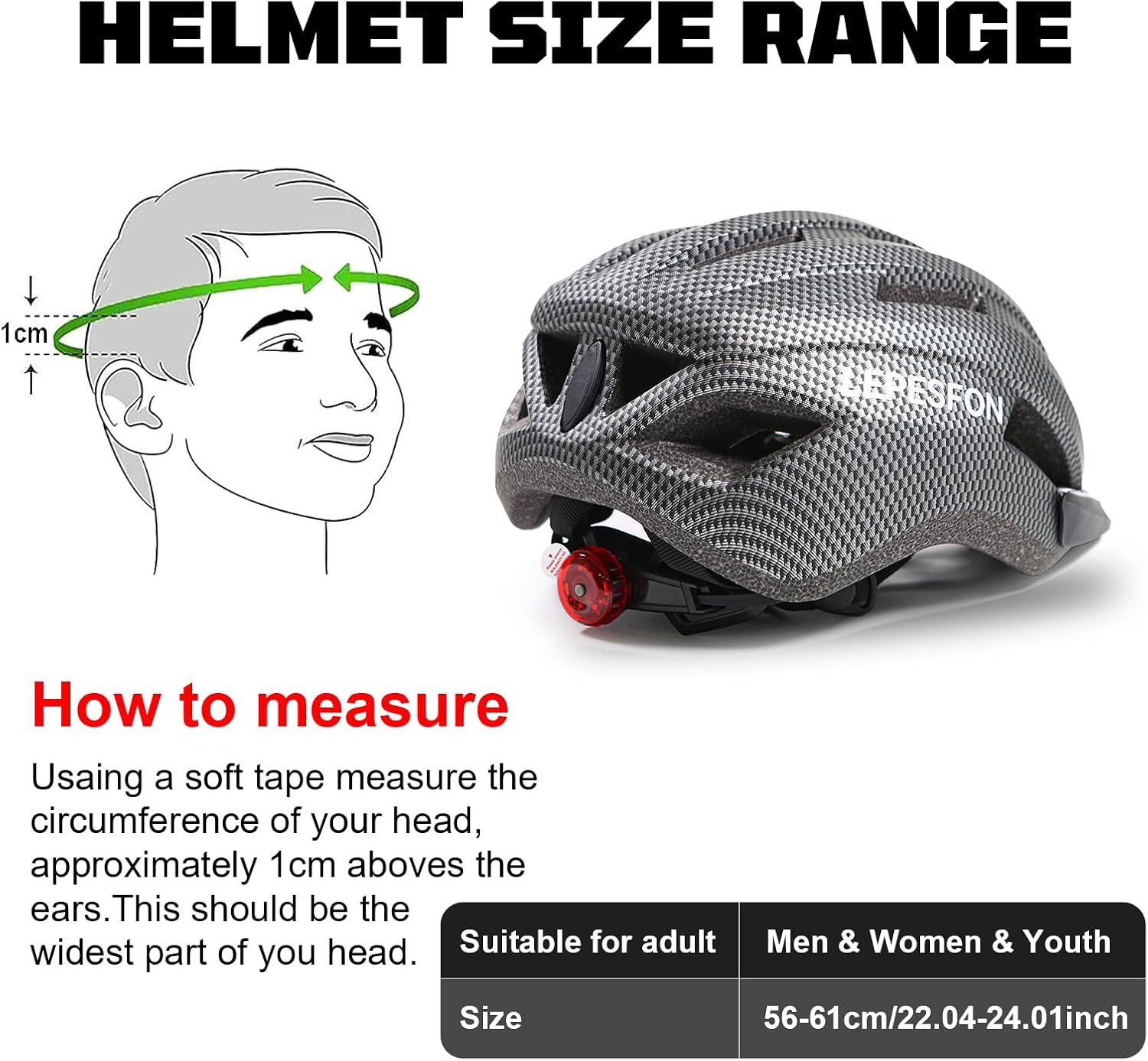Bike Helmet Men Mountain Bike Helmet Women Adjustable Lightweight Breathable MTB Road Helmets Adults LEPESFON with Visor for Commuting 56-61cm - Image 2