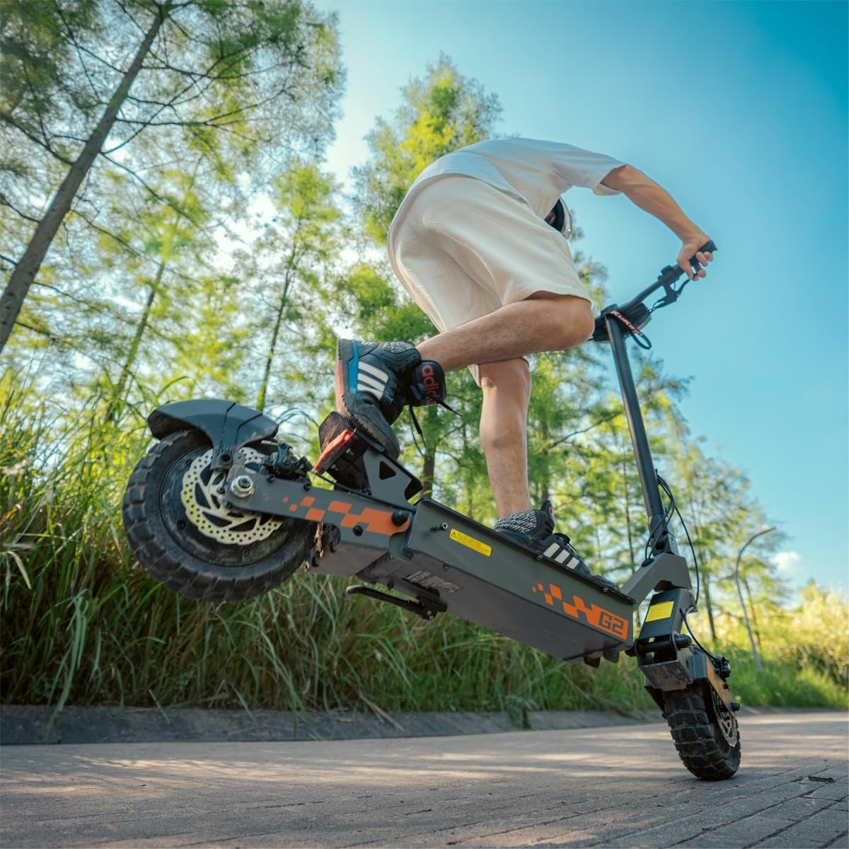 KuKirin G2 Electric Scooter for Adults, Long Range Foldable E Scooter, 55km Range, 10-Inch Off-Road Tyres, Dual Suspension, Dual Brakes, Touch Display, IPX4 Water Resistant, EN17128 - Image 5