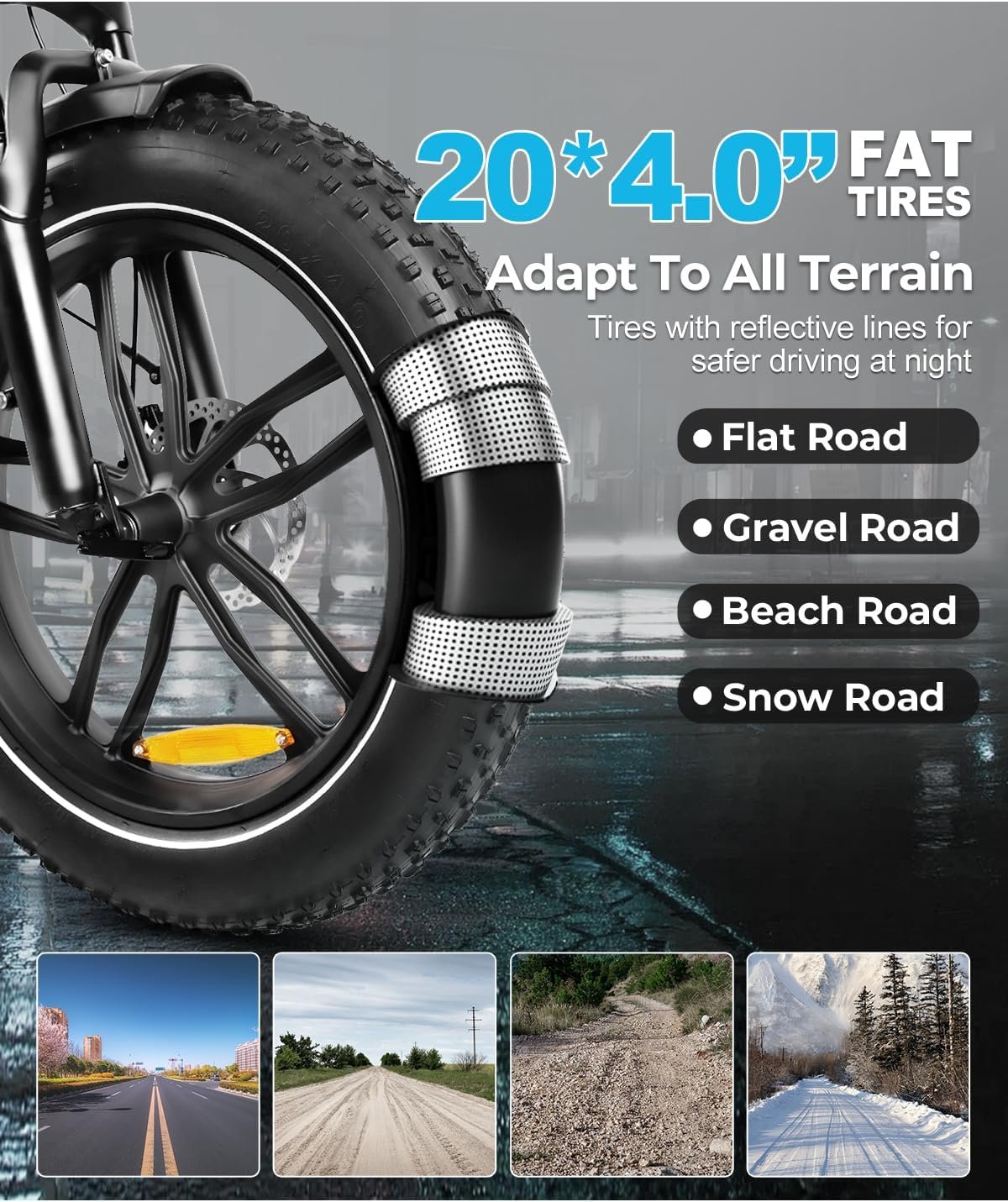 SAMEBIKE Electric Bike, Folding Adult Electric Mountain Bike, 36V 13AH Removable Battery, 7 Speed Gears, 20" *4.0" Fat Tire, Suspension Fork,with Rugged Front Basket and Rear Bracket,Quick Delivery - Image 4