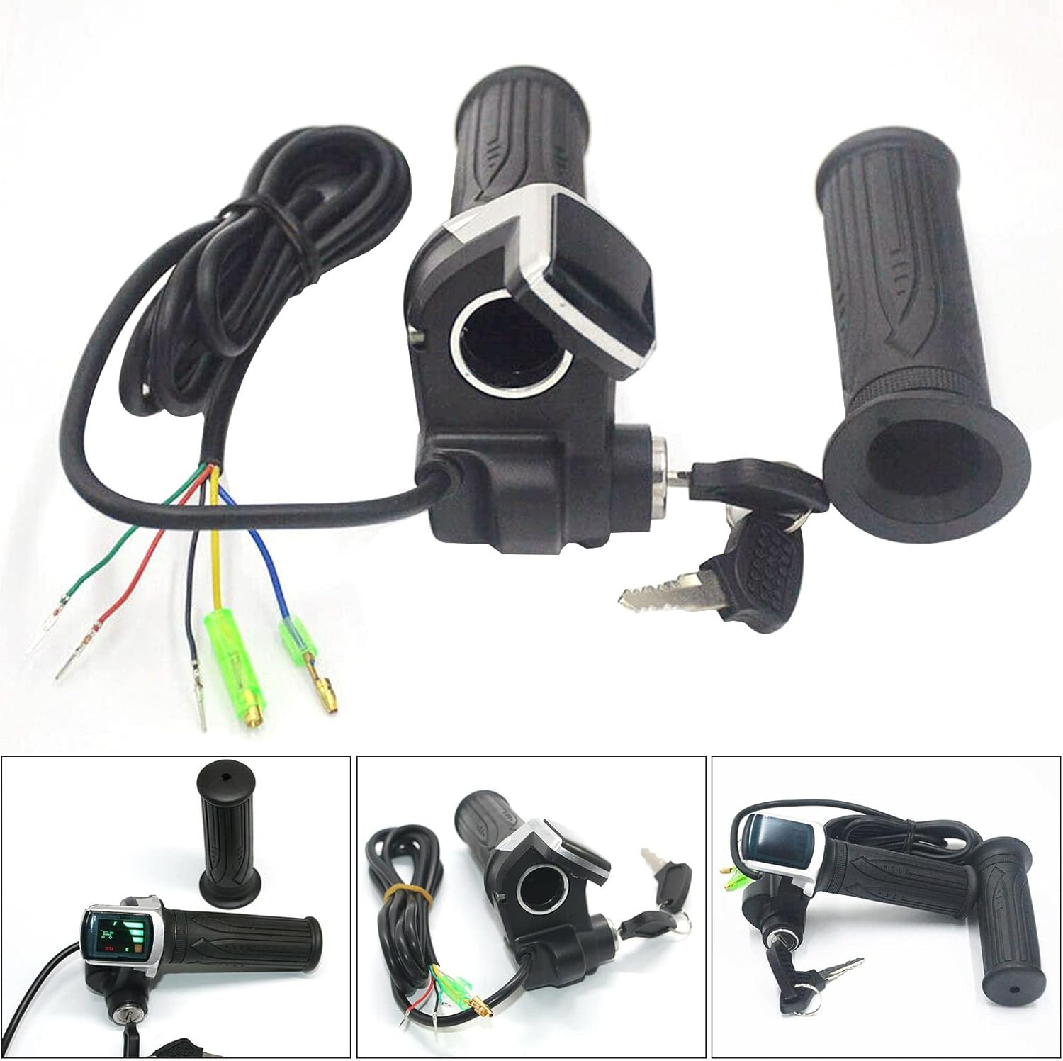 WMLBK Electric Bike Throttle Grip, Half-Twist Throttle, Accelerator Throttle Handle with LED Power Indicator Key Lock for Electric Bikes Scooters (48V) - Image 7